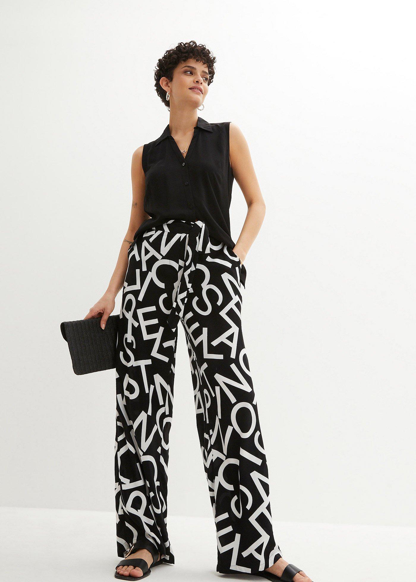 Spodnie Marlena z wiązanym paskiem - Bonprix