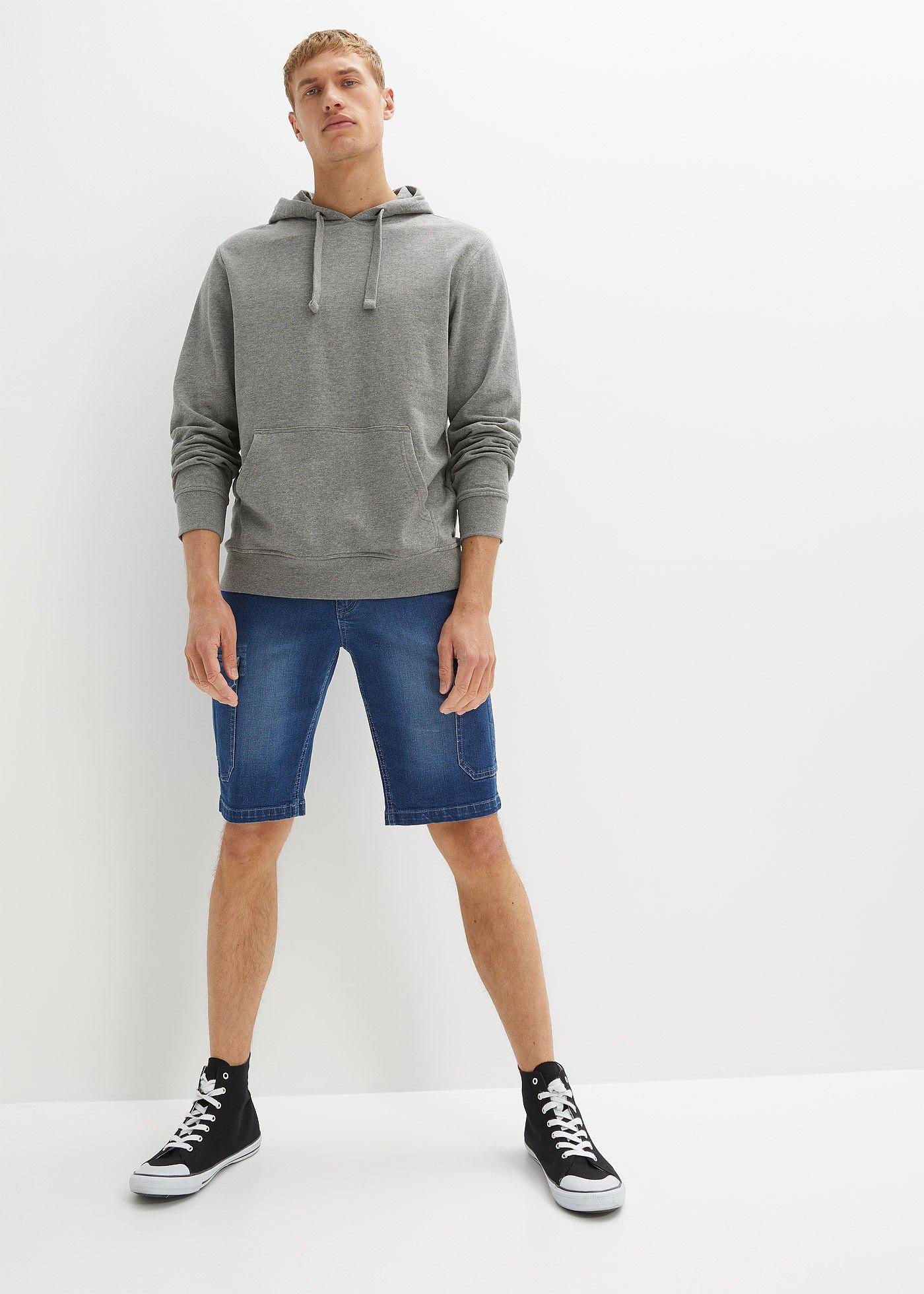 Bermudy dżinsowe typu cargo ze stretchem, regular fit - Bonprix