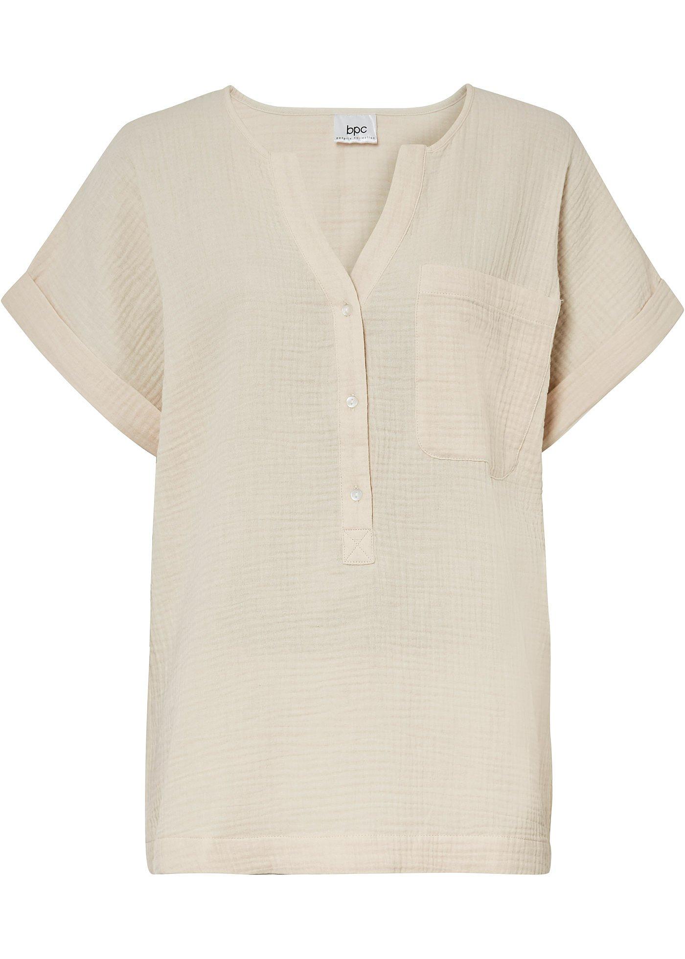 Blouse manches courtes en gaze de coton