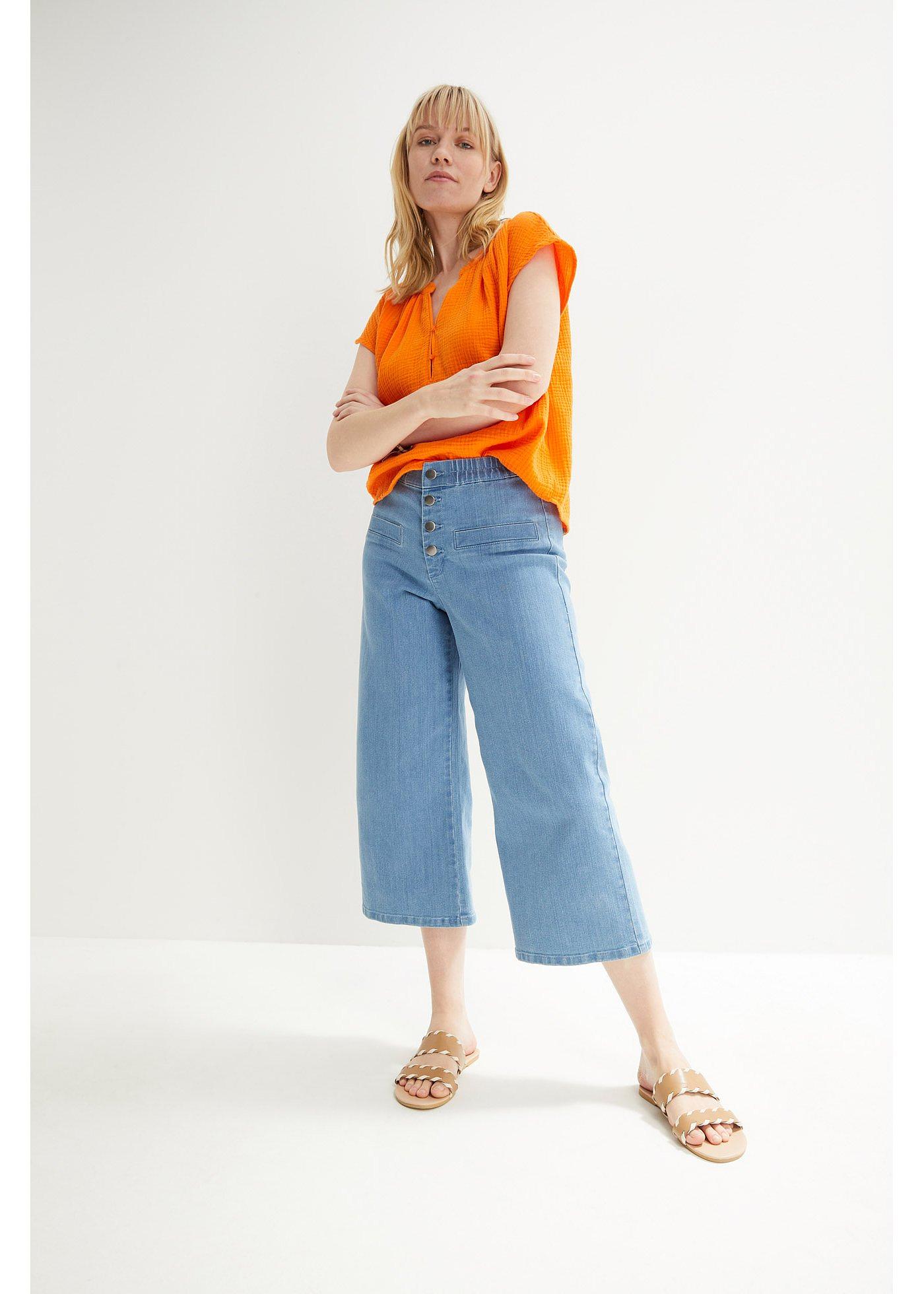 Bluzka muślinowa z krótkim rękawem, z czystej bawełny - Bonprix