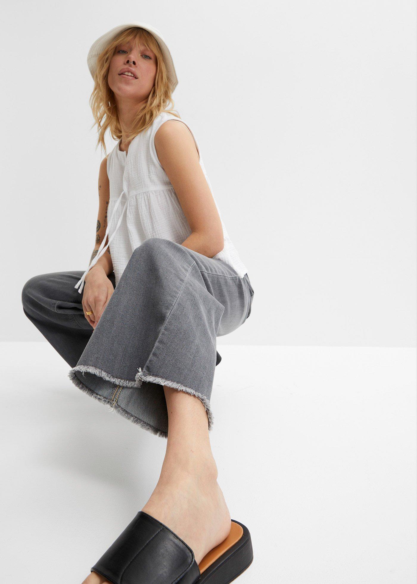 Dżinsy 7/8 Wide Fit - Bonprix