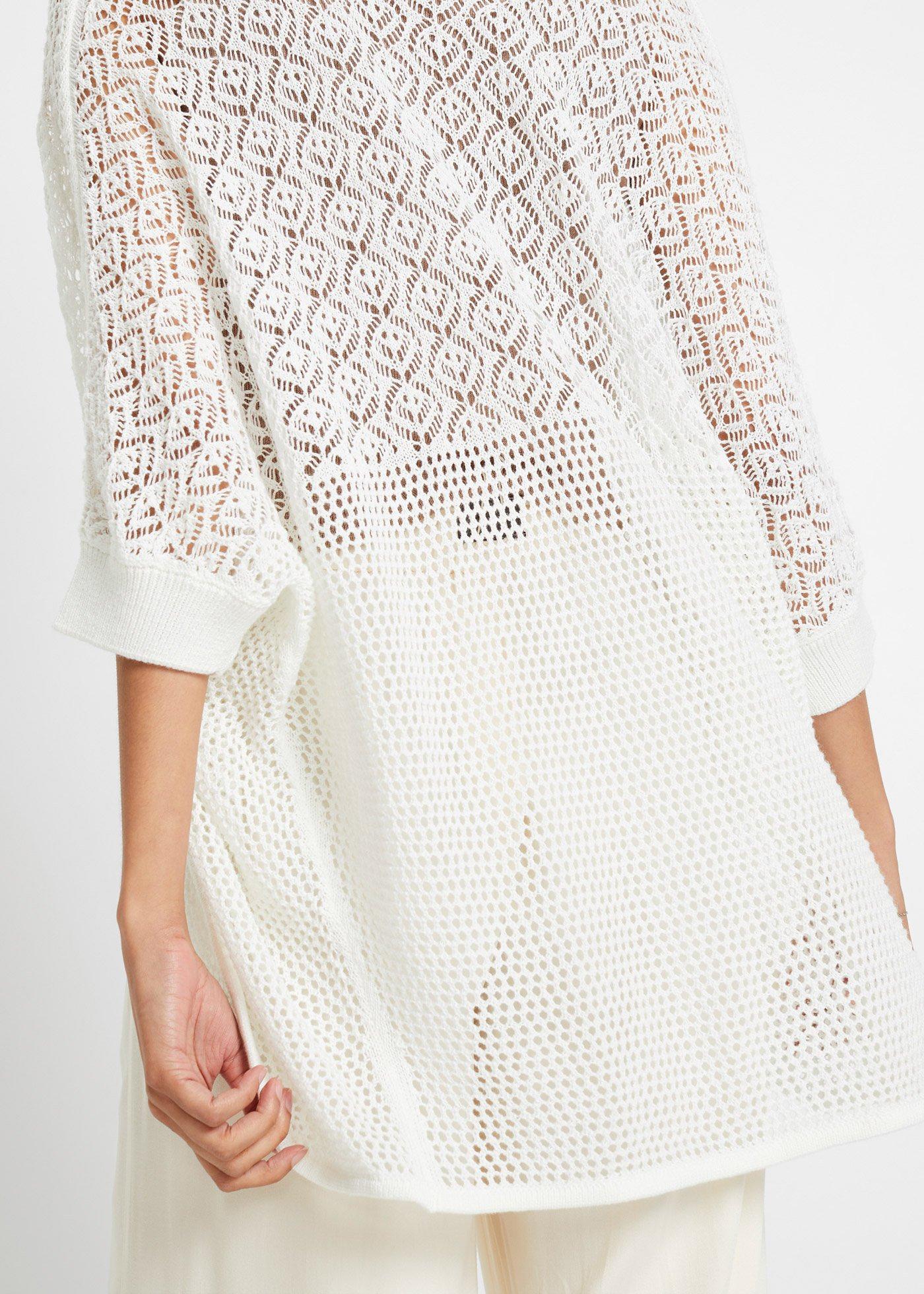 Długi kardigan w ażurowy wzór - Bonprix