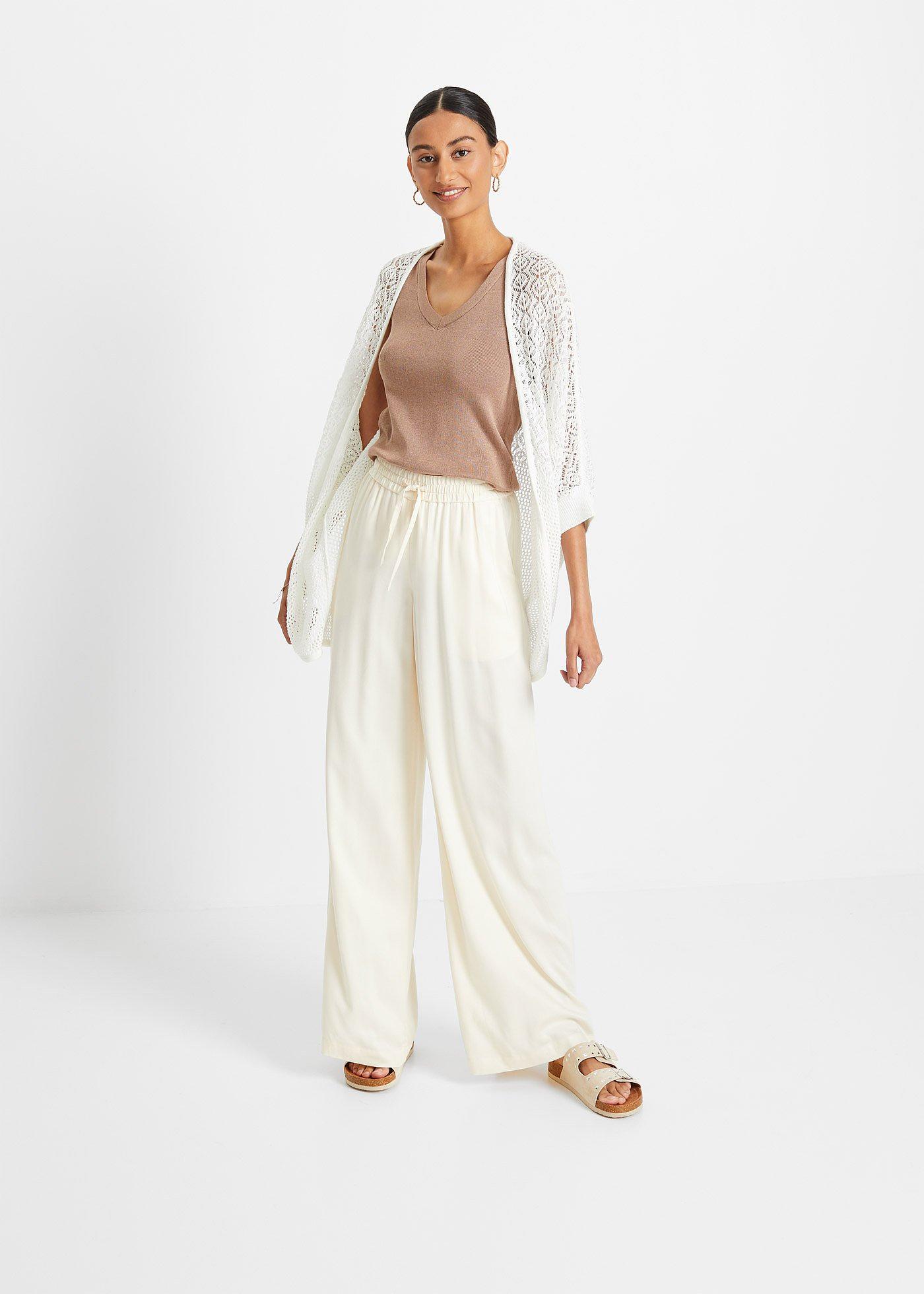 Długi kardigan w ażurowy wzór - Bonprix