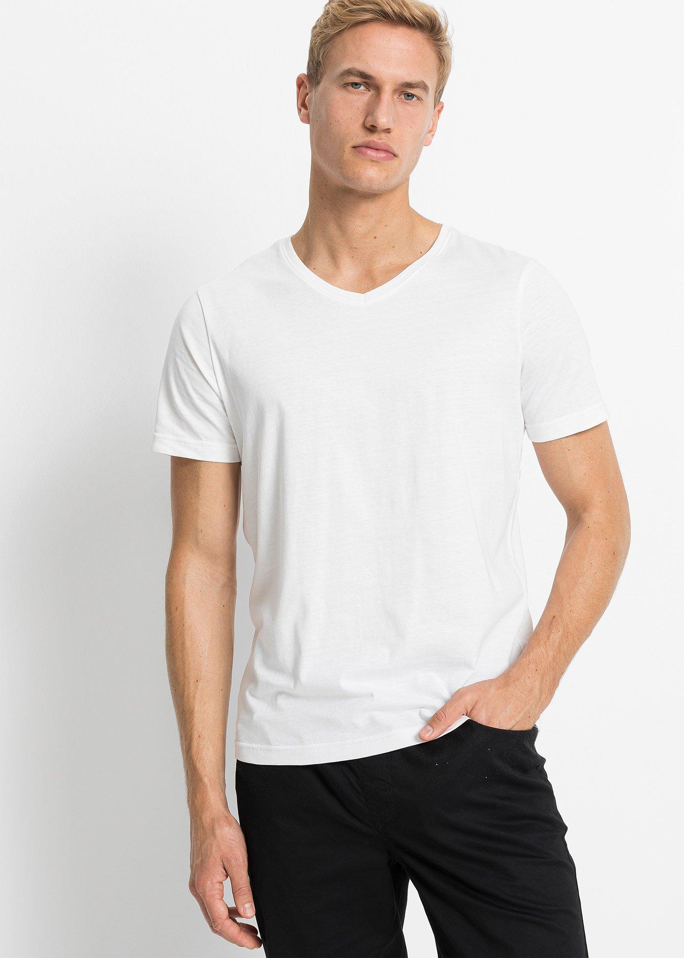 T-shirt z dekoltem w serek (5 szt.) - Bonprix
