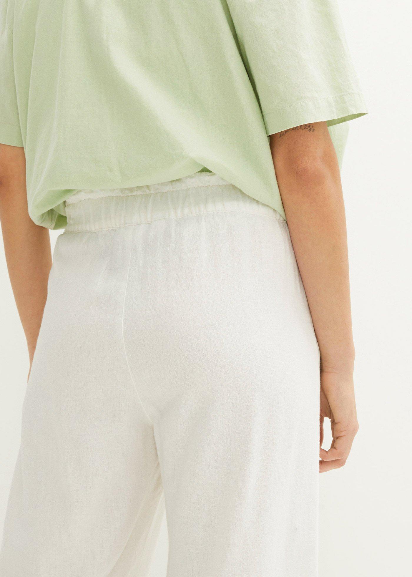 Spodnie culotte z lnem, o regulowanej długości - Bonprix