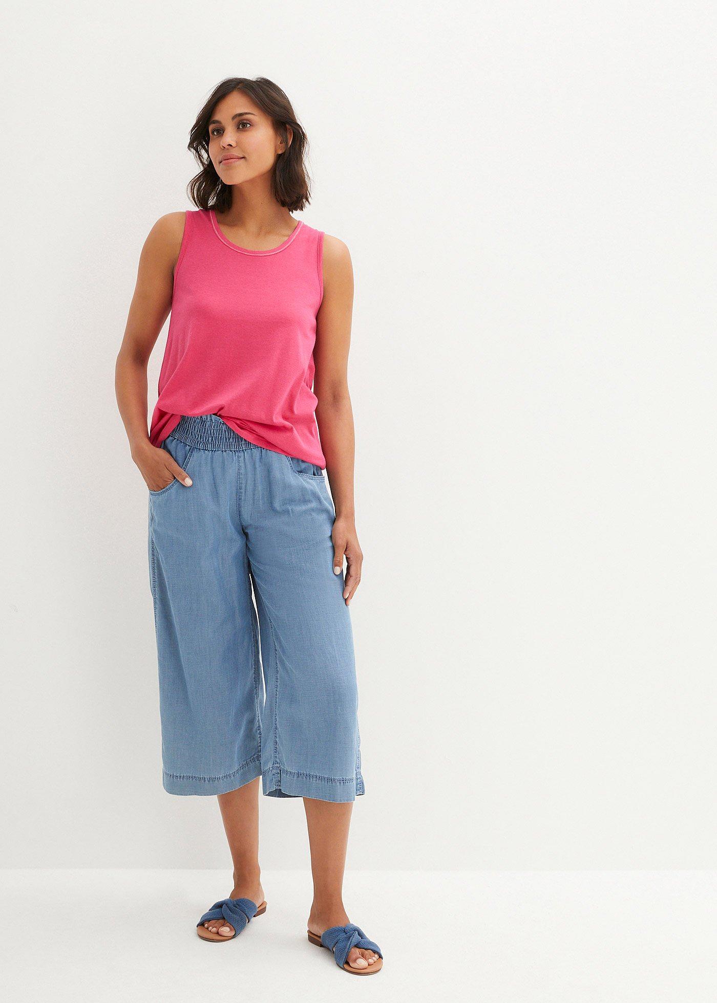 Długi top z okrągłym dekoltem, ze zrównoważonego materiału - Bonprix