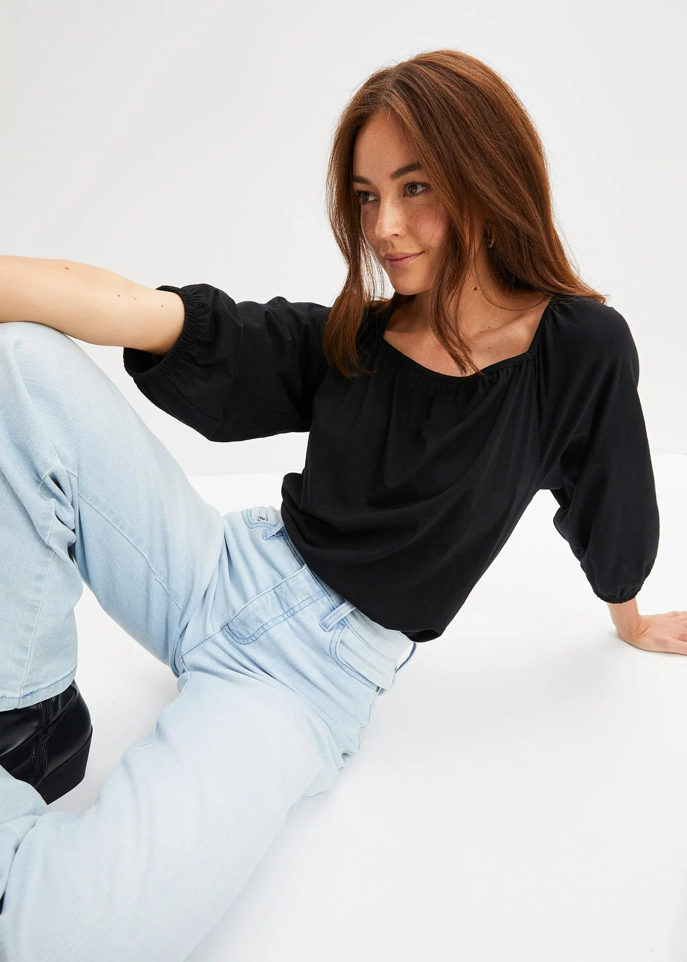 Рубашка Bonprix синего цвета от reiner Bio-Baumwolle