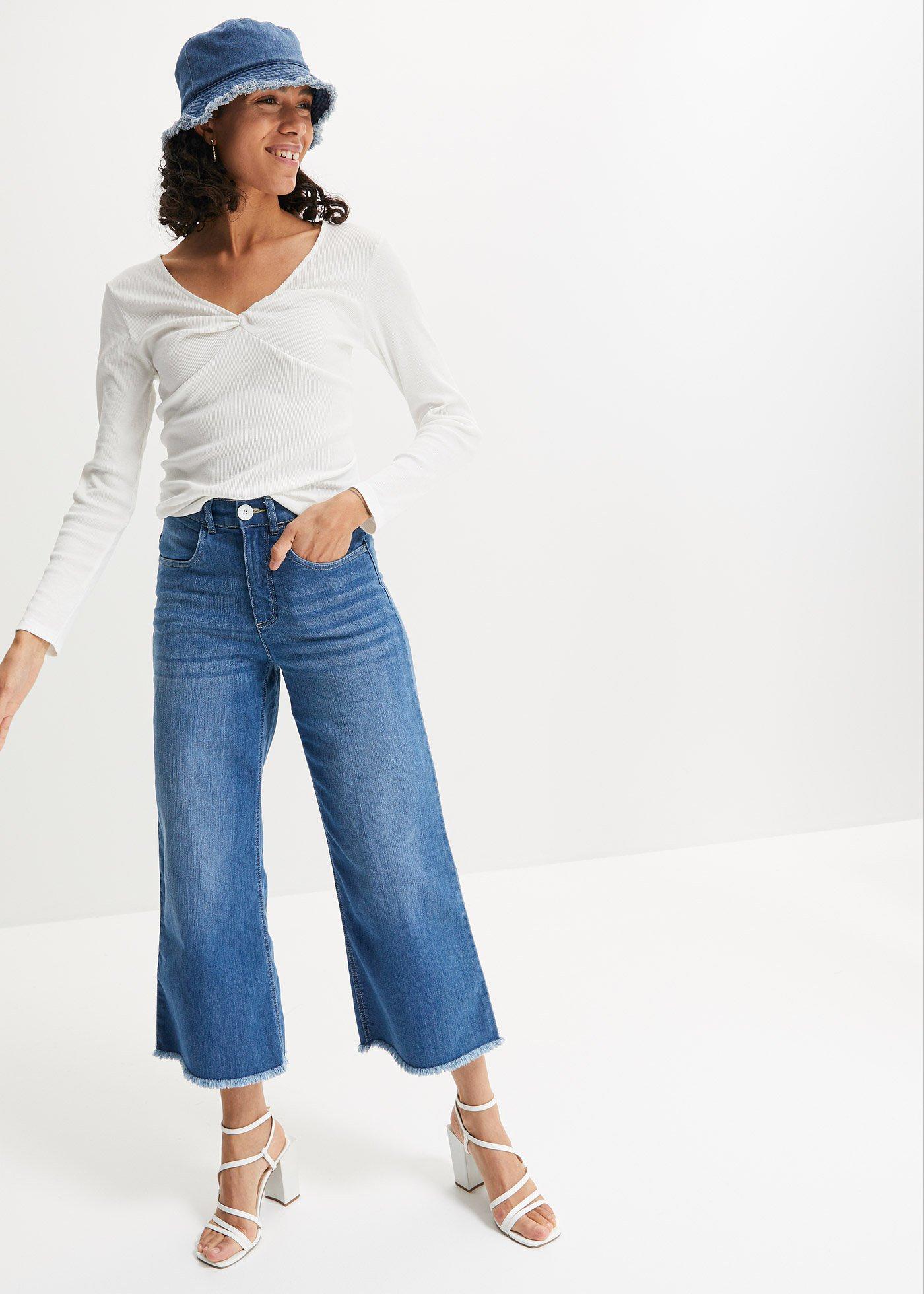Jeansy 7/8, wide fit - Bonprix