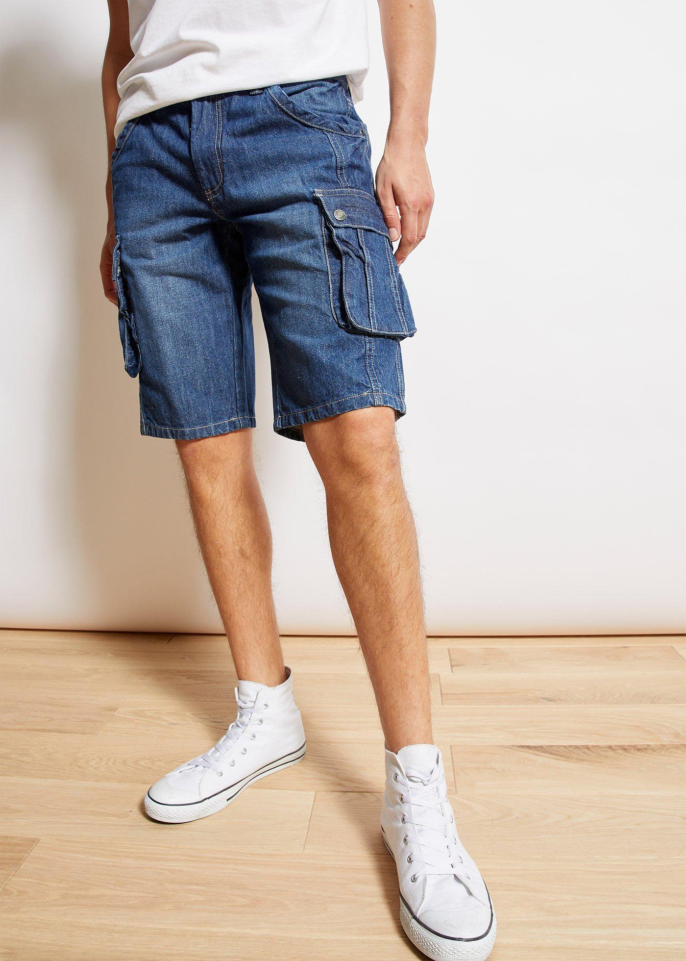 Bermudy dżinsowe bojówki, regular fit - Bonprix
