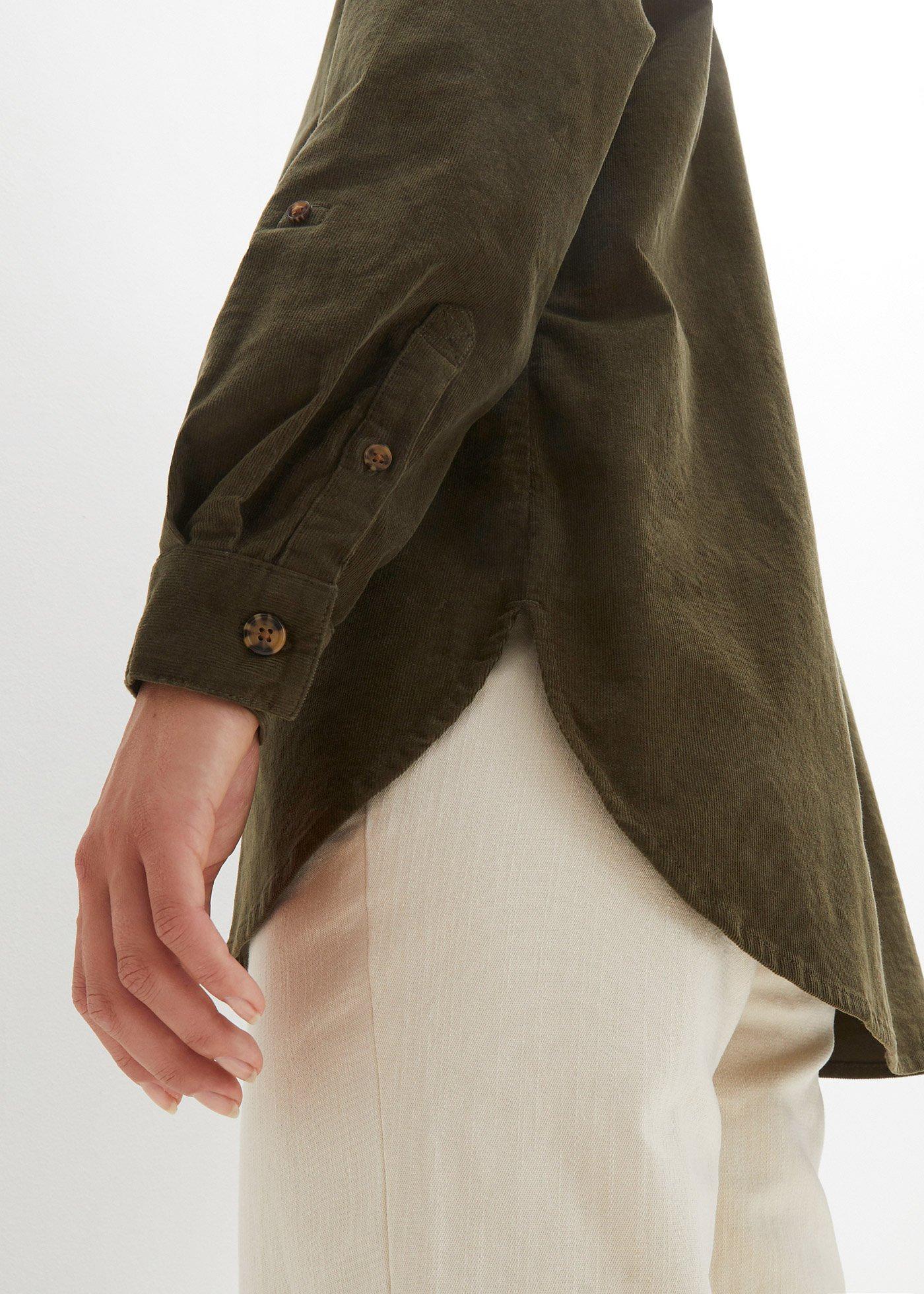 Koszula sztruksowa z rozcięciem z boku - Bonprix