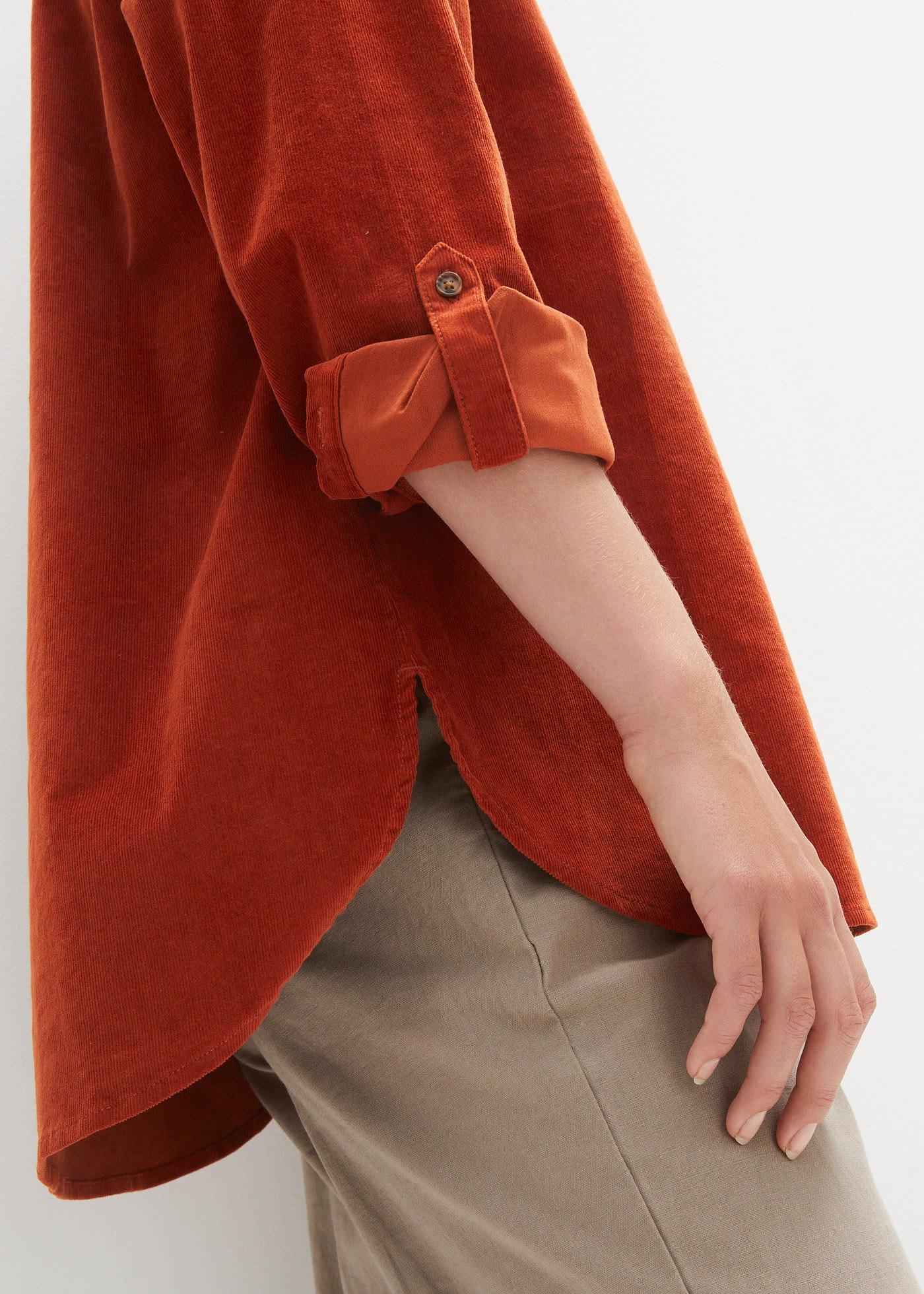 Bluzka sztruksowa z rozcięciem z boku - Bonprix