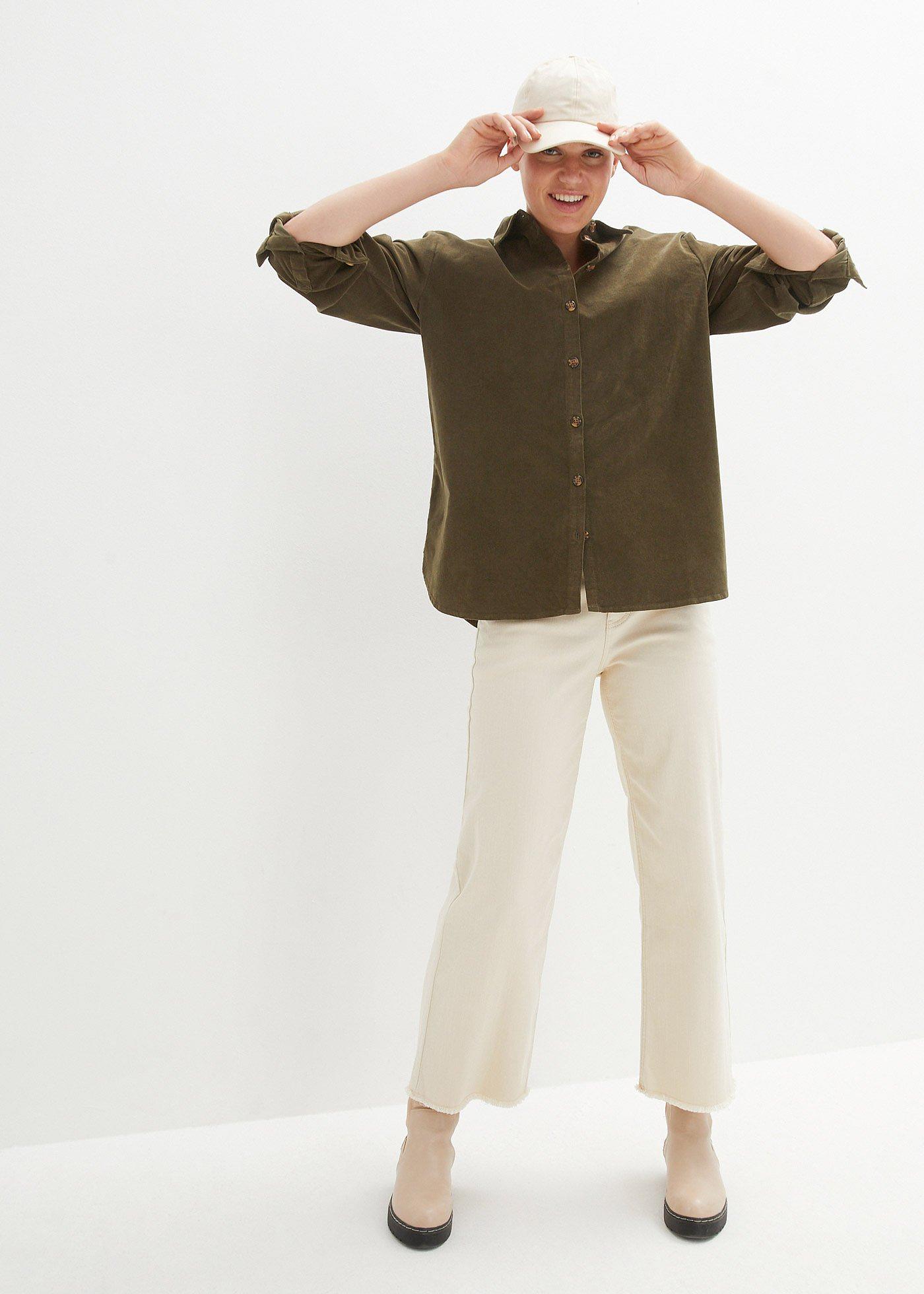 Koszula sztruksowa z rozcięciem z boku - Bonprix