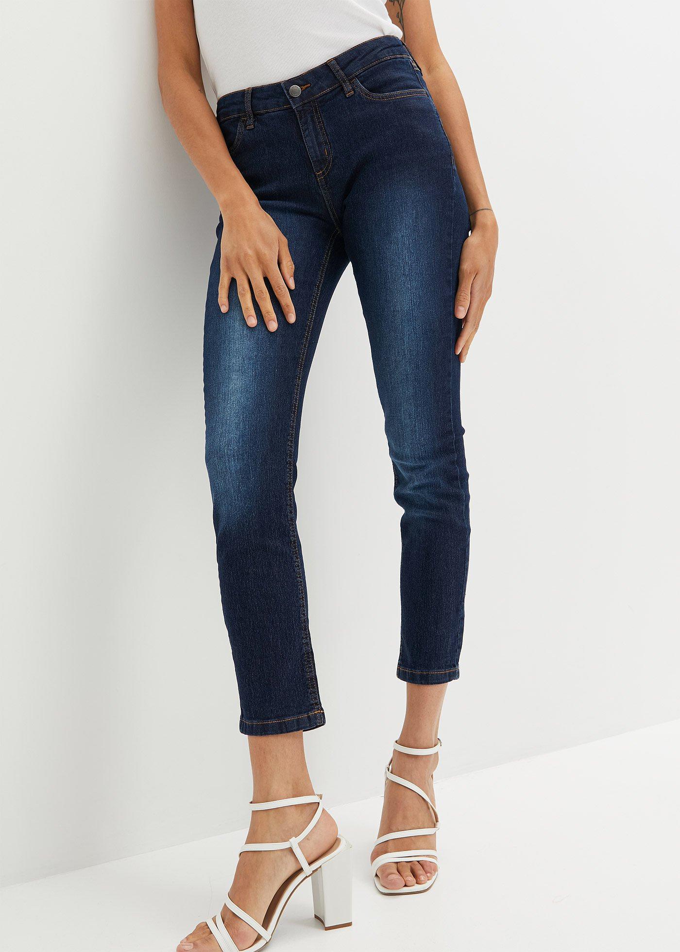 Dżinsy Slim Fit Mid Waist, cropped - Bonprix