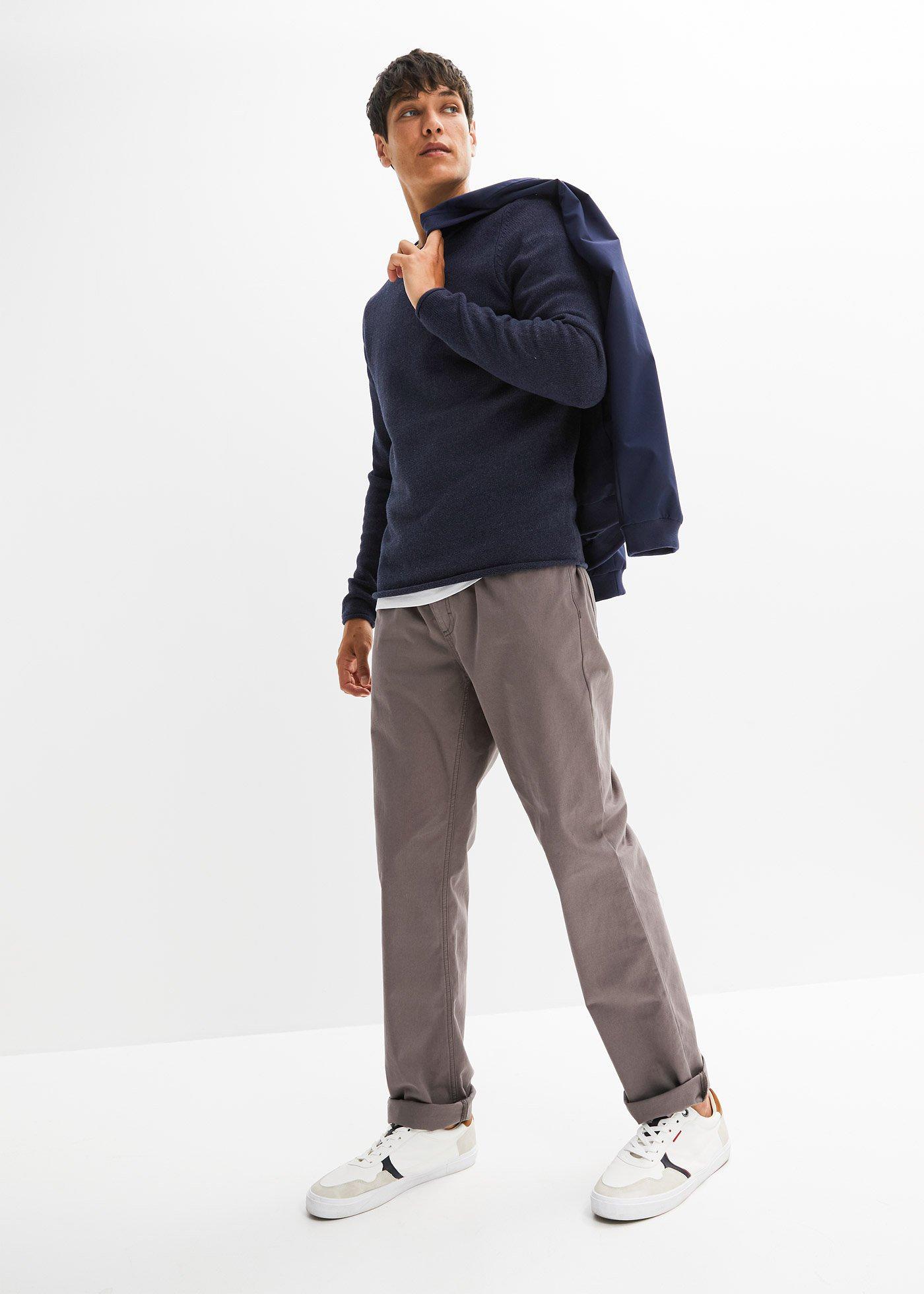 Spodnie regular fit z bawełnianego diagonalu, straight - Bonprix