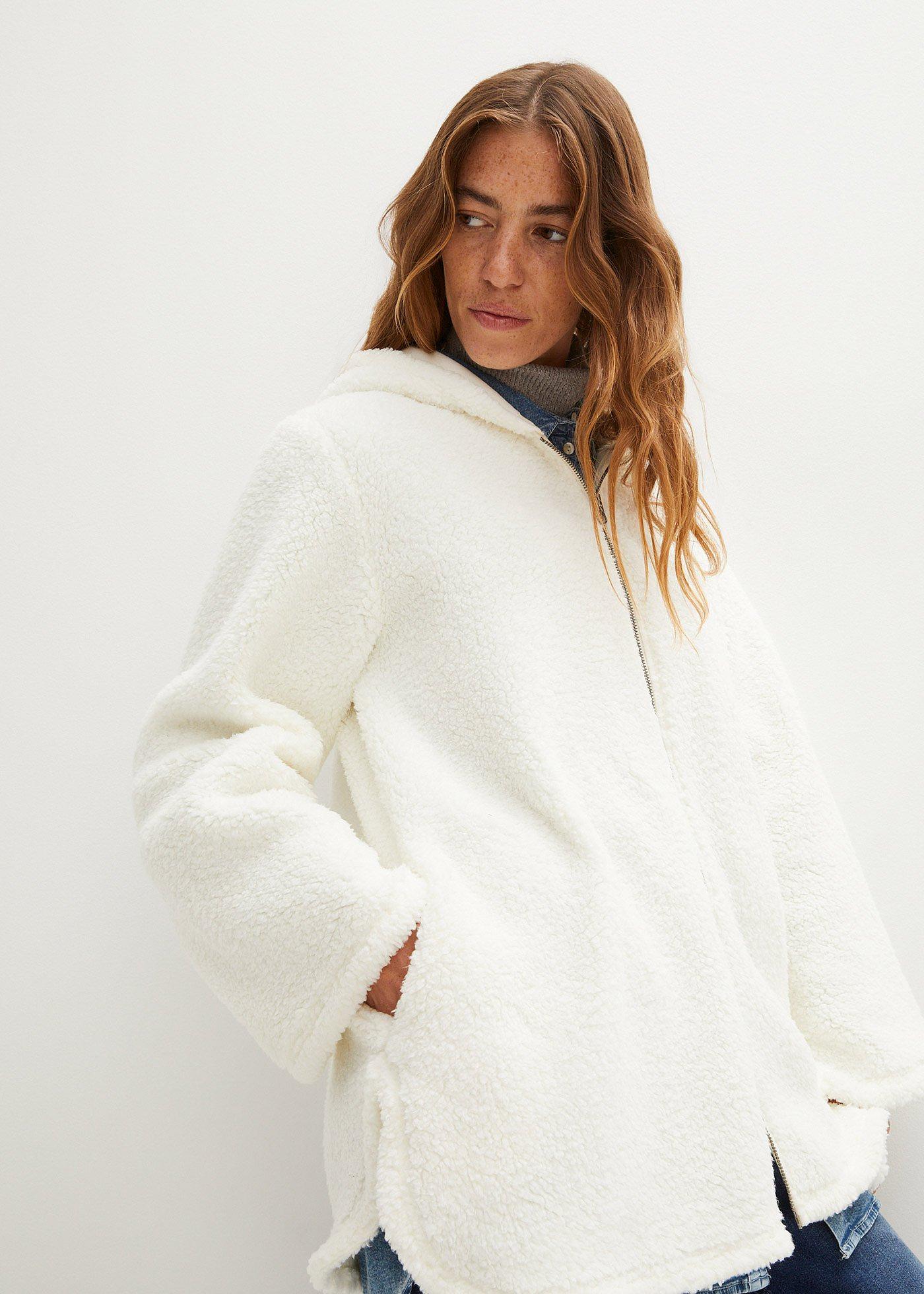 Bluza rozpinana z polaru baranka, z rozcięciami po bokach - Bonprix