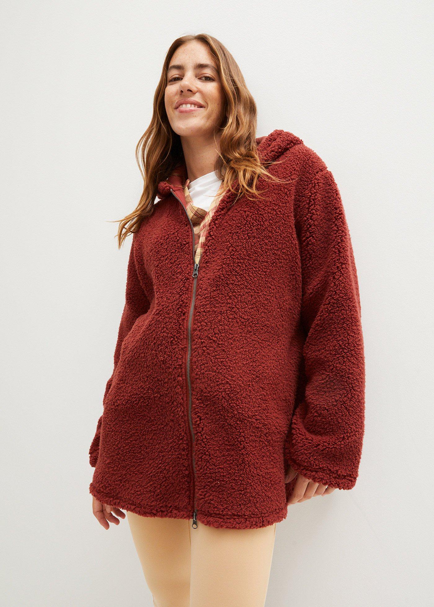 Bluza rozpinana z polaru baranka, z rozcięciami po bokach - Bonprix
