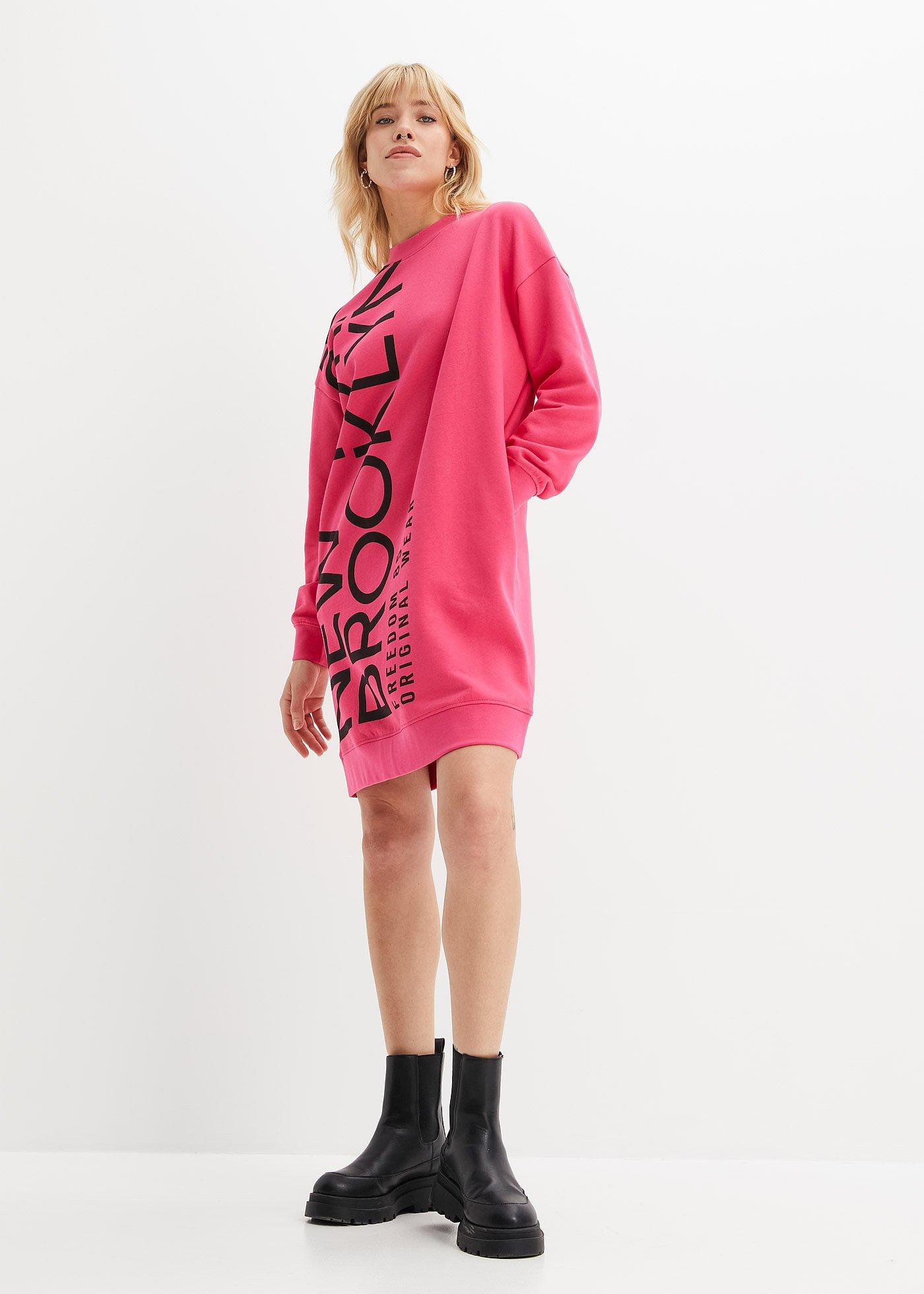 Sukienka dresowa oversize z miękkiej mieszanki bawełny - Bonprix