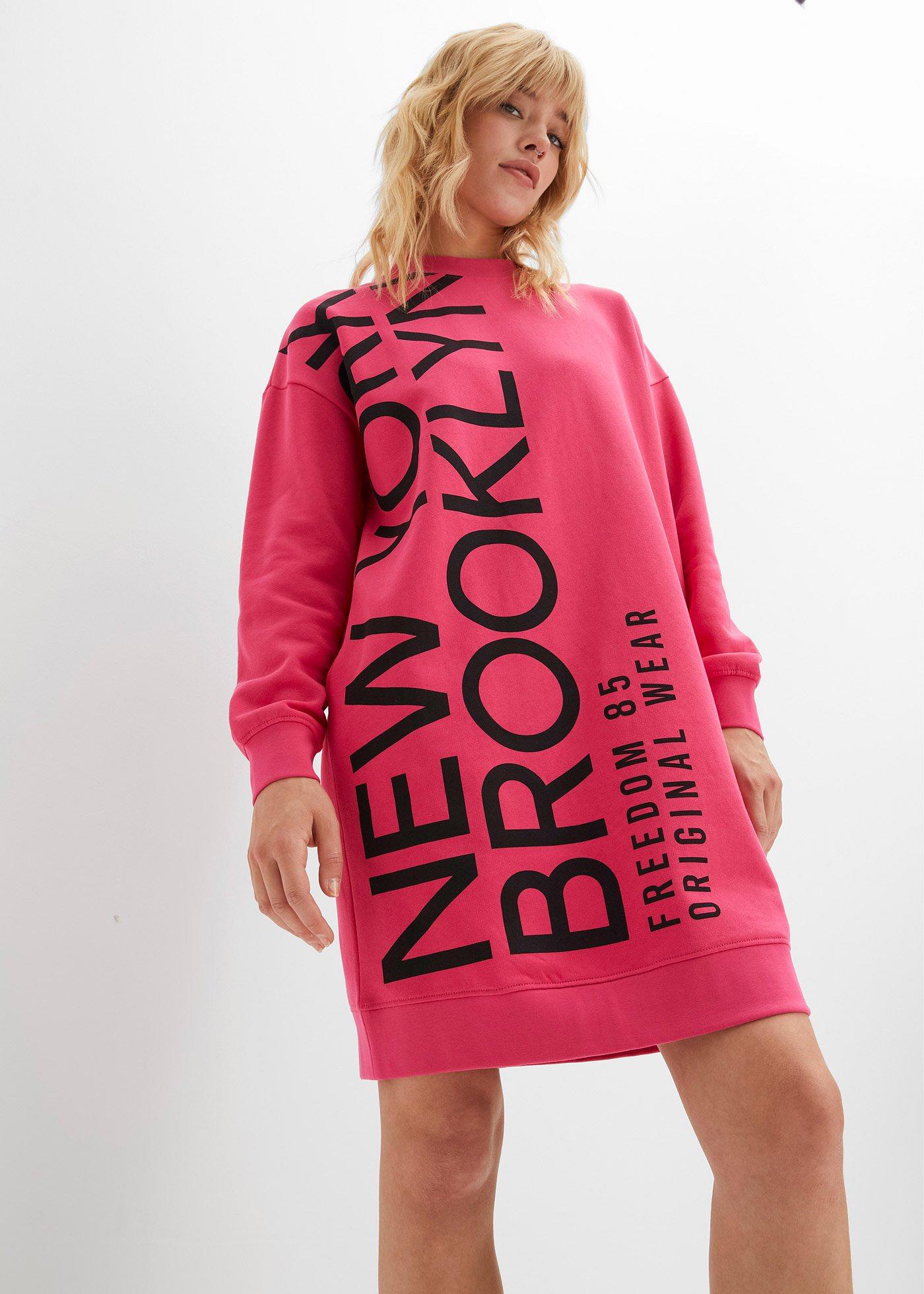 Sukienka dresowa oversize z miękkiej mieszanki bawełny - Bonprix