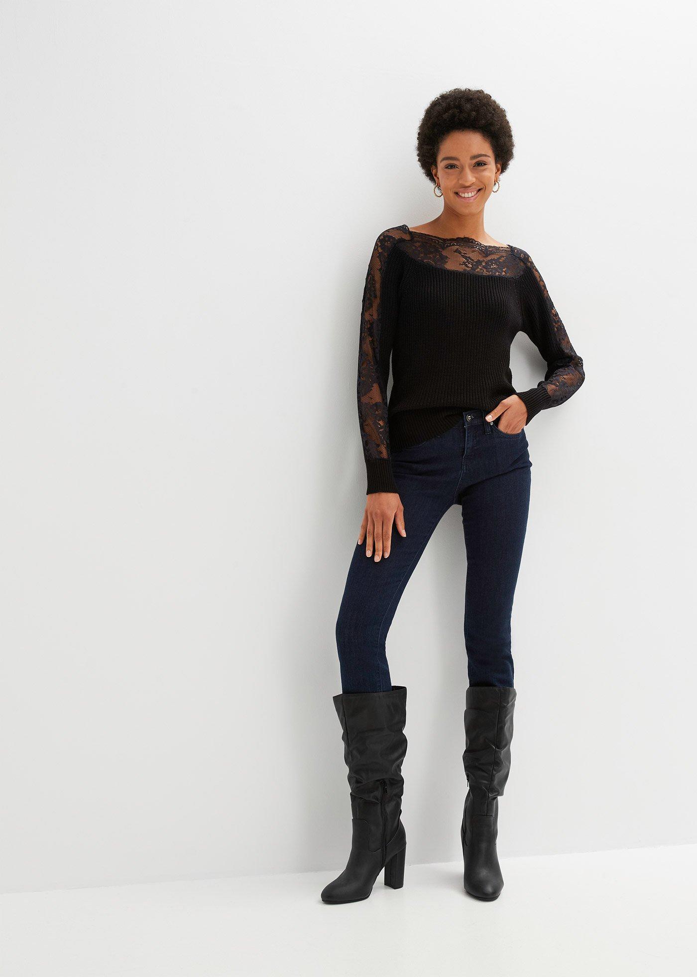 Sweter z koronką - Bonprix