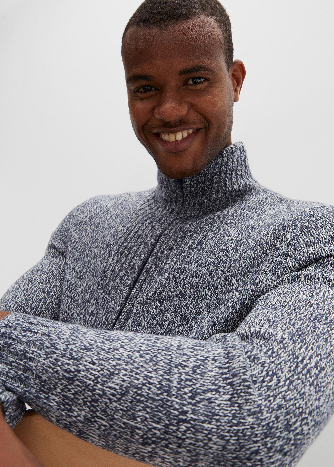 Sweter rozpinany ze stójką - Bonprix