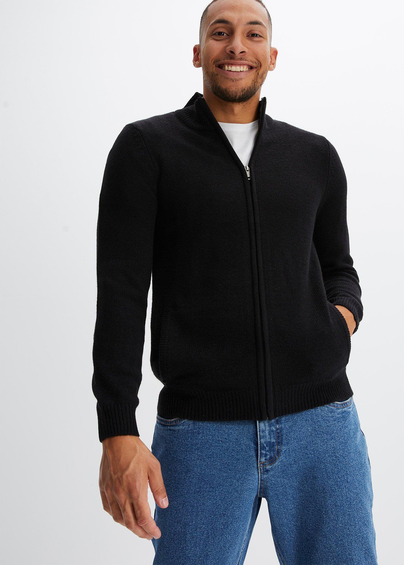 Sweter rozpinany z dzianiny o zwartym splocie - Bonprix