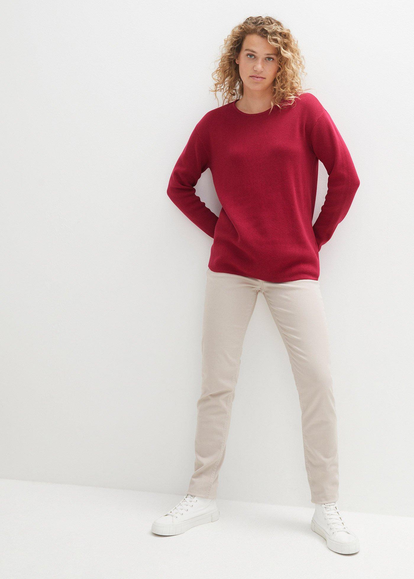 Sweter  z dzianiny Milano w prążek, z okrągłym dekoltem - Bonprix