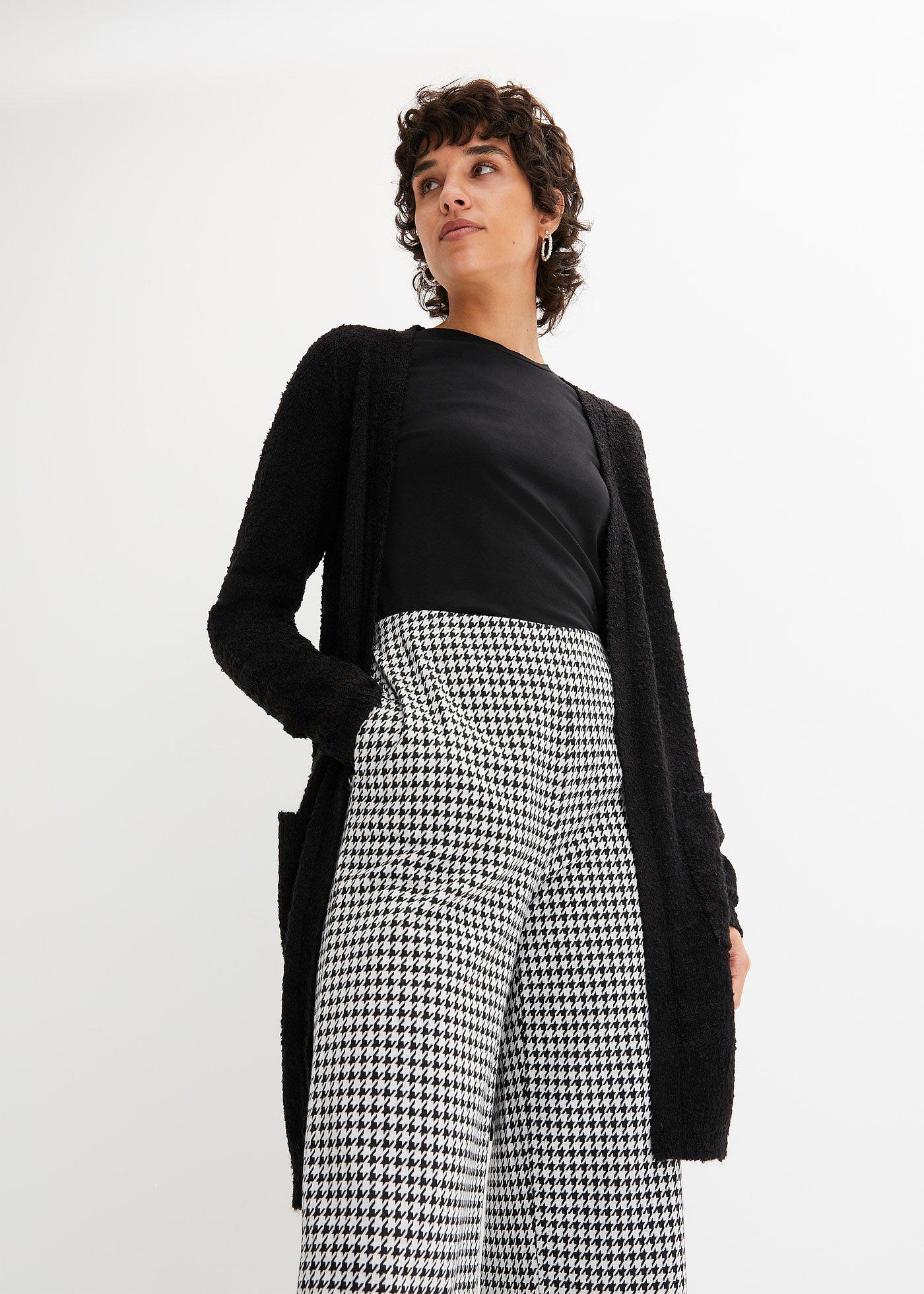 Długi sweter bez zapięcia z przędzy boucle - Bonprix