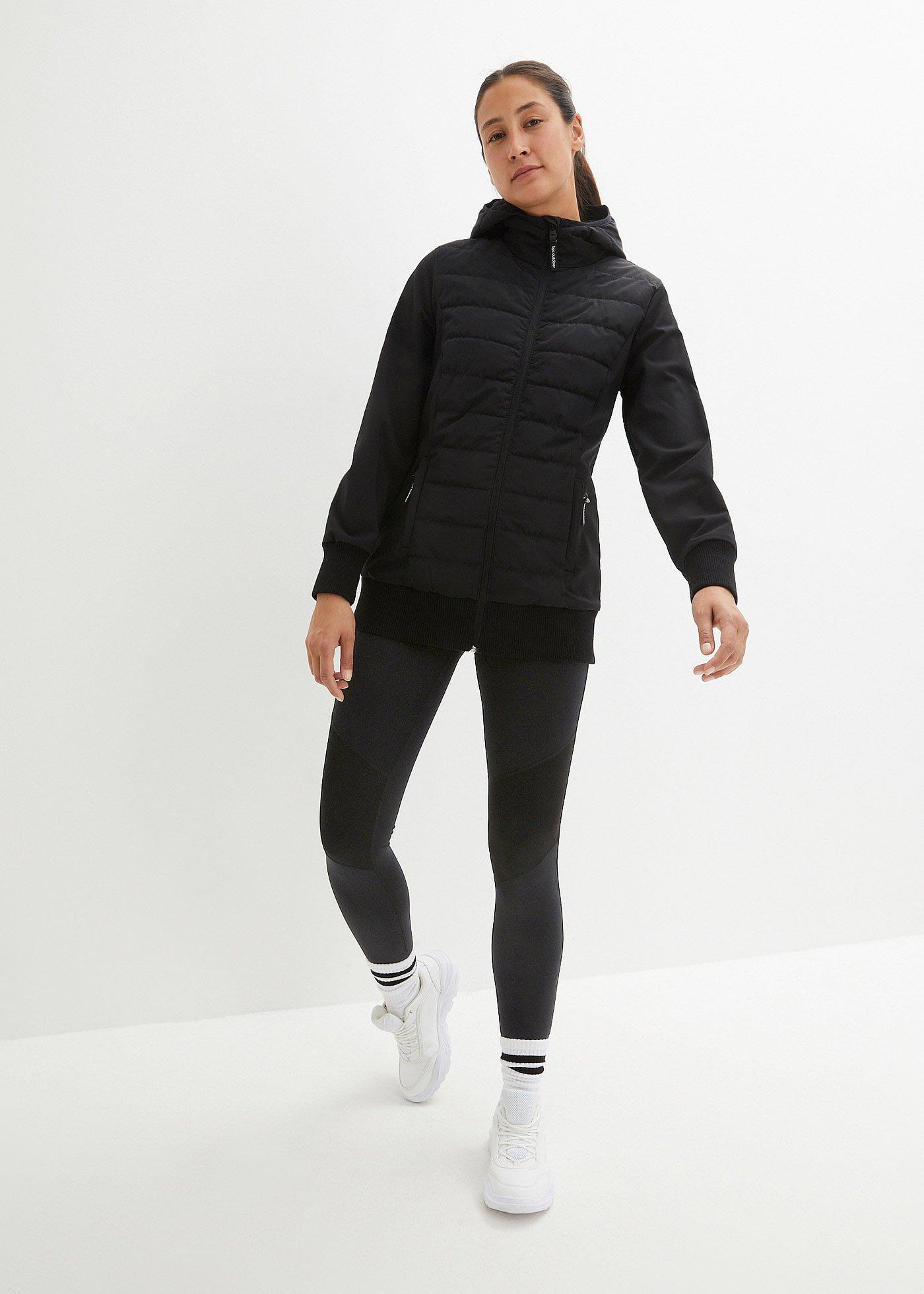 Kurtka pikowana hybrydowa, z różnych materiałów, odpychająca wodę - Bonprix