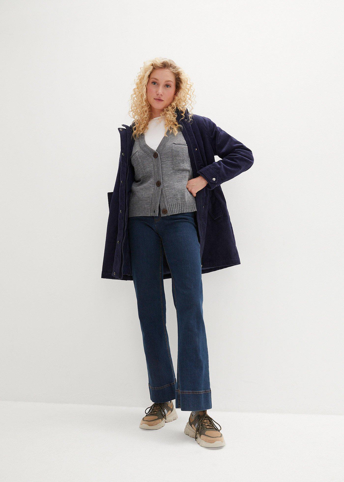 Parka sztruksowa na podszewce baranku, fason o linii litery A - Bonprix