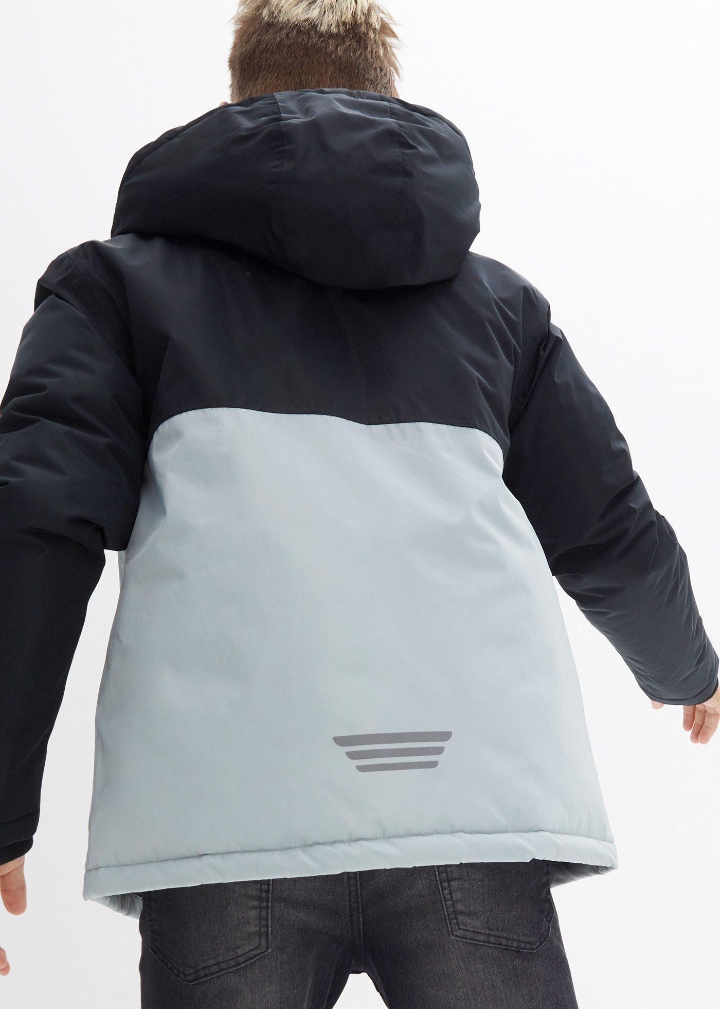 Wodoodporna kurtka zimowa z kapturem i blokami kolorów - Bonprix