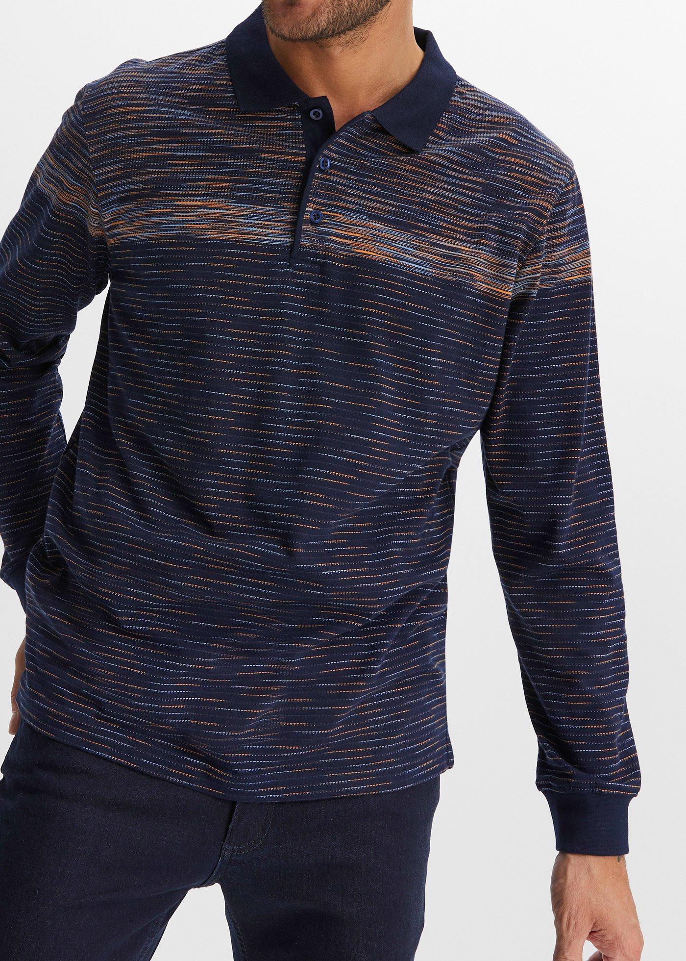 Shirt polo z długim rękawem - Bonprix