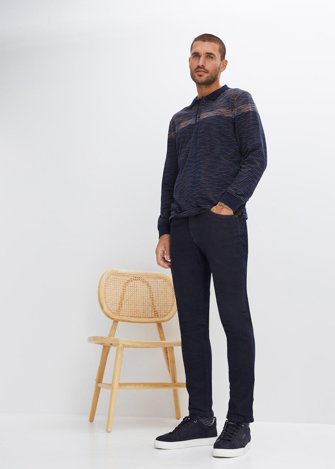 Shirt polo z długim rękawem - Bonprix