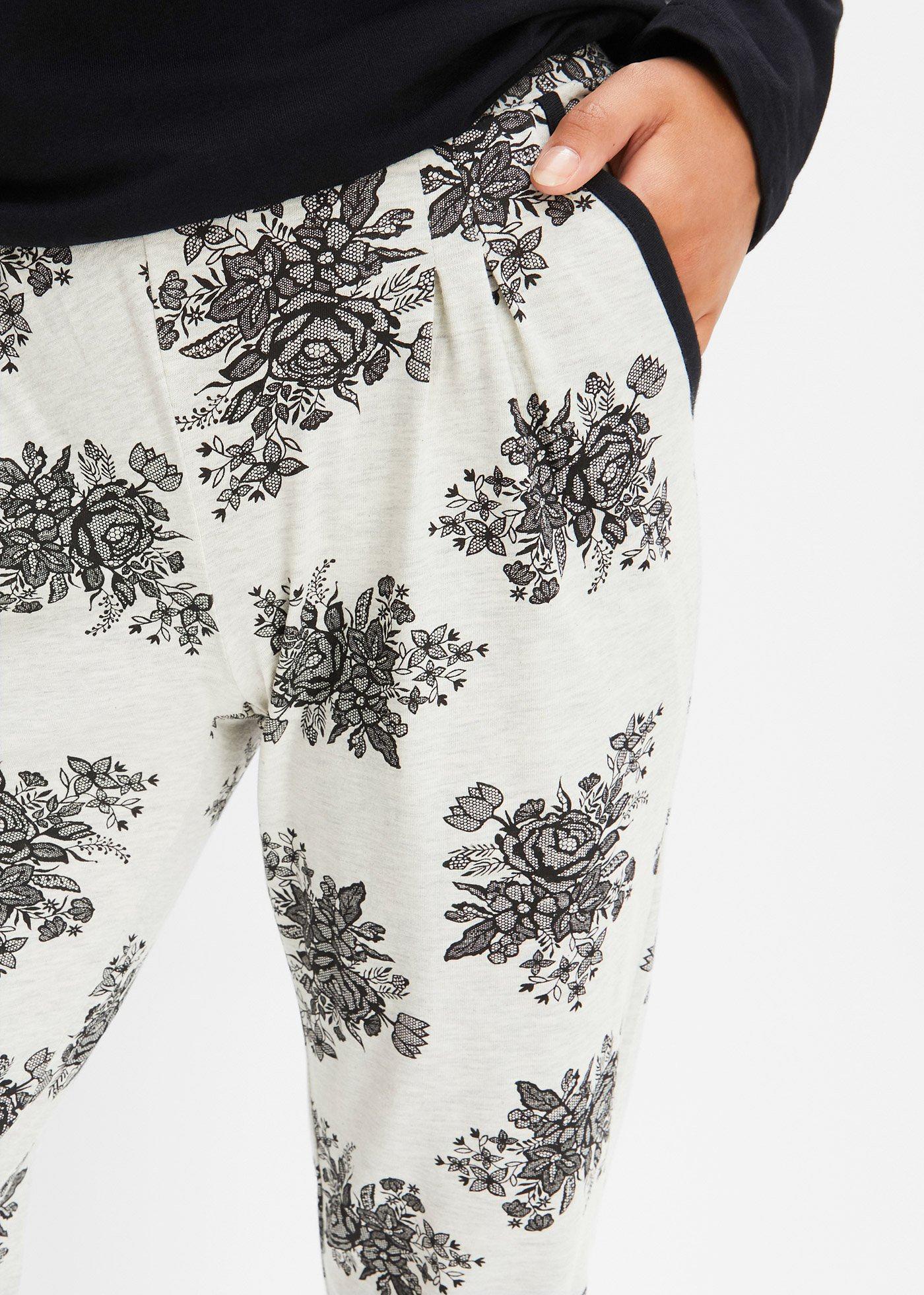 Piżama z koronką z wpuszczanymi kieszeniami, z bawełny organicznej - Bonprix