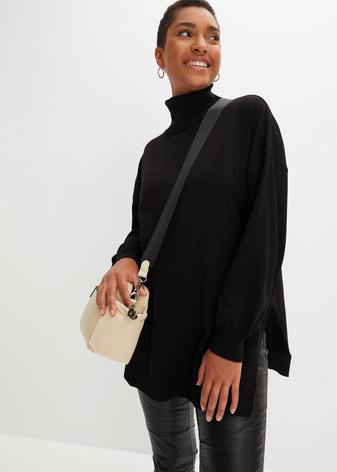 Sweter z golfem z mieszanki wiskozy - Bonprix