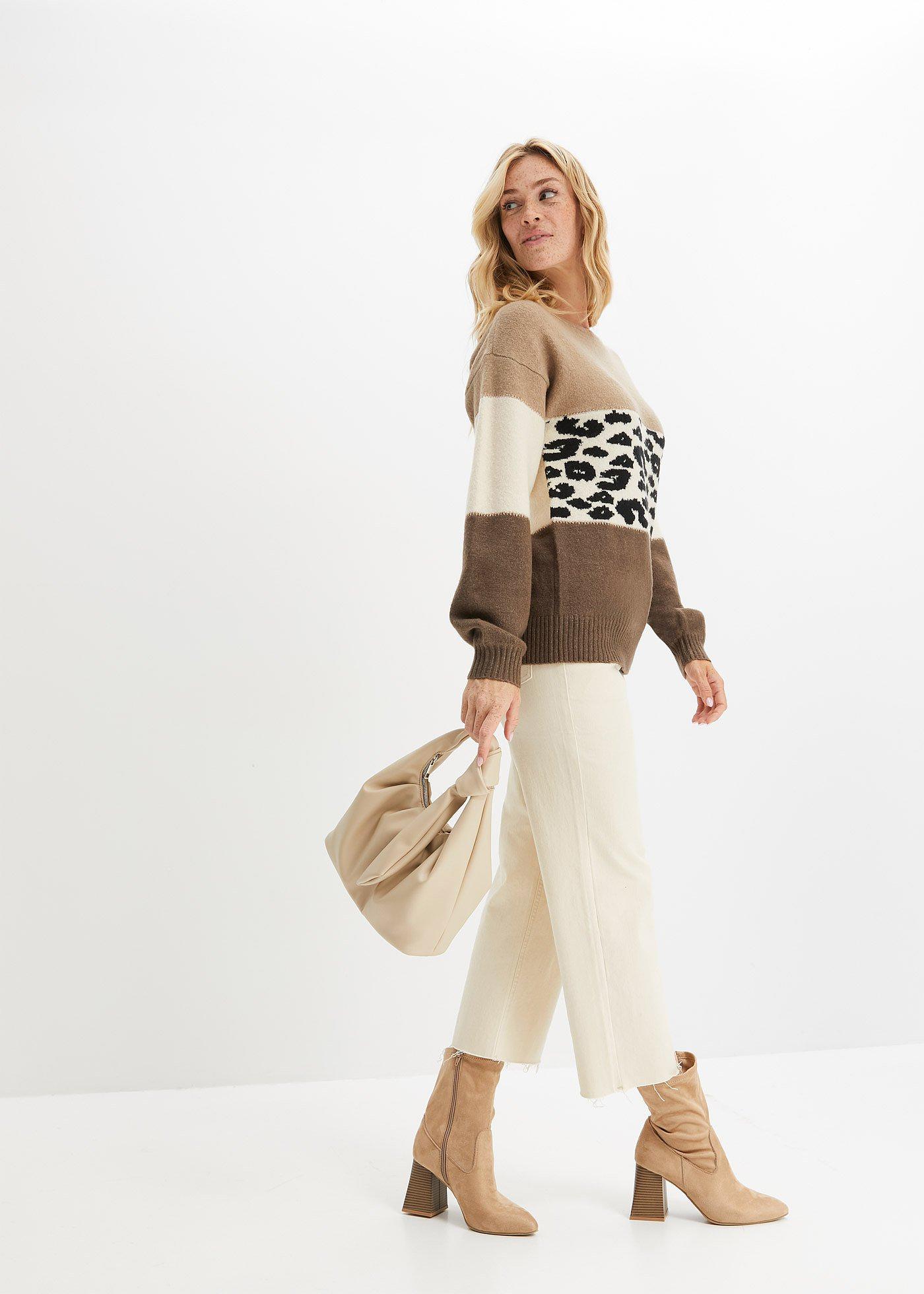 Sweter oversize z dekoltem w łódkę - Bonprix