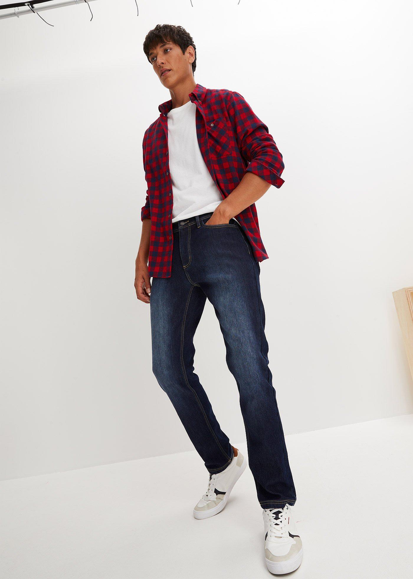 Dżinsy termiczne regular fit, prosta nogawka, z ocieplaną stroną wewnętrzną - Bonprix