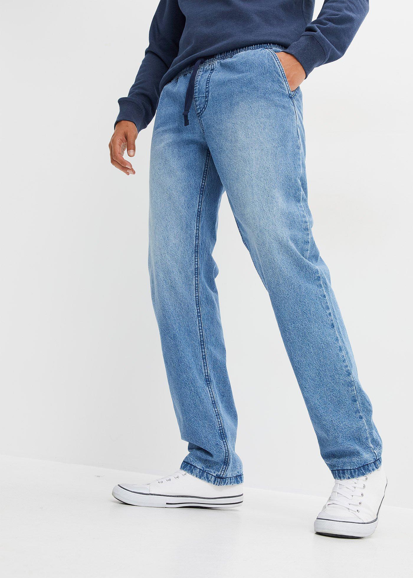 Dżinsy termiczne Regular Fit Straight, z gumką w talii i na podszewce z flaneli - Bonprix