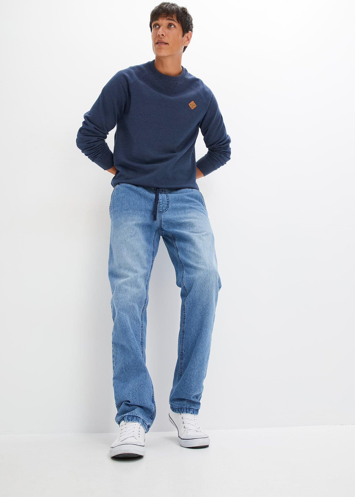 Dżinsy termiczne regular fit z gumką w talii, na podszewce z flaneli, prosta nogawka - Bonprix