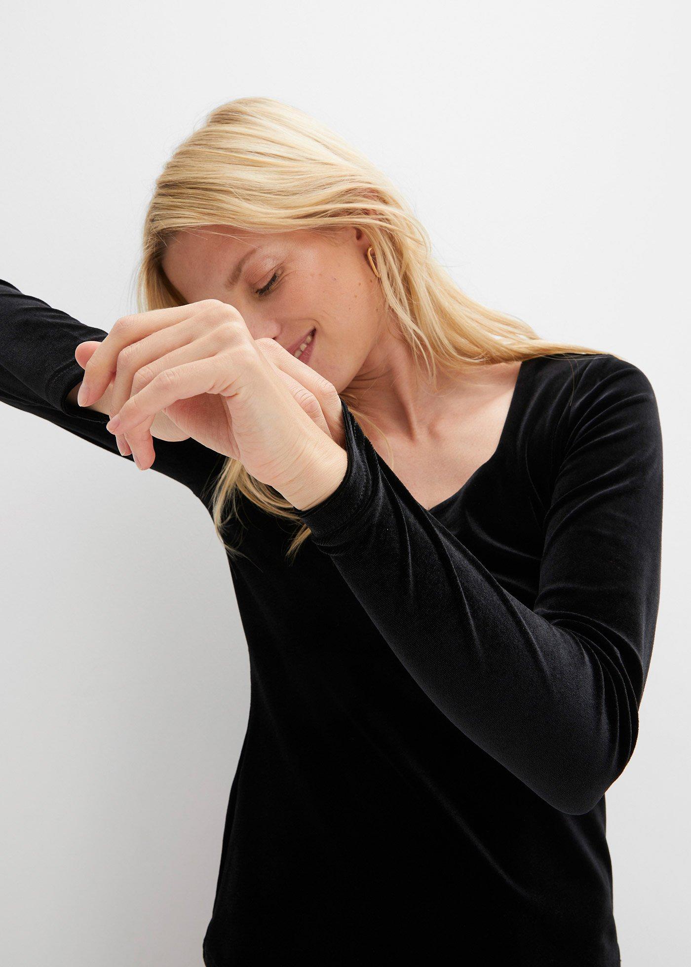 Shirt z miękkiego aksamitu - Bonprix