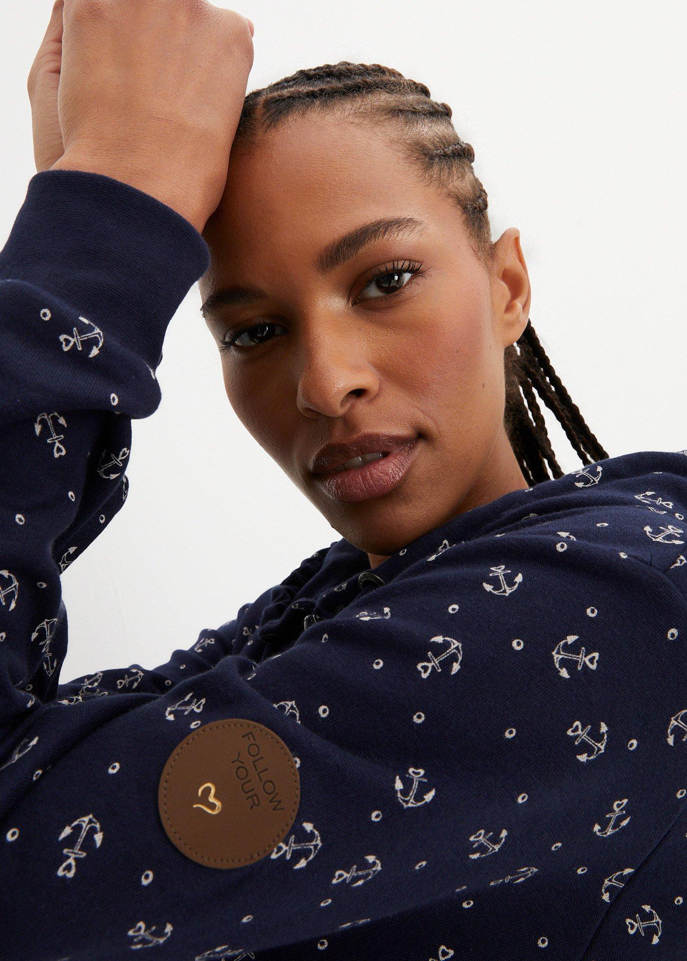 Bluza z kapturem i zamkiem, z czystej bawełny - Bonprix