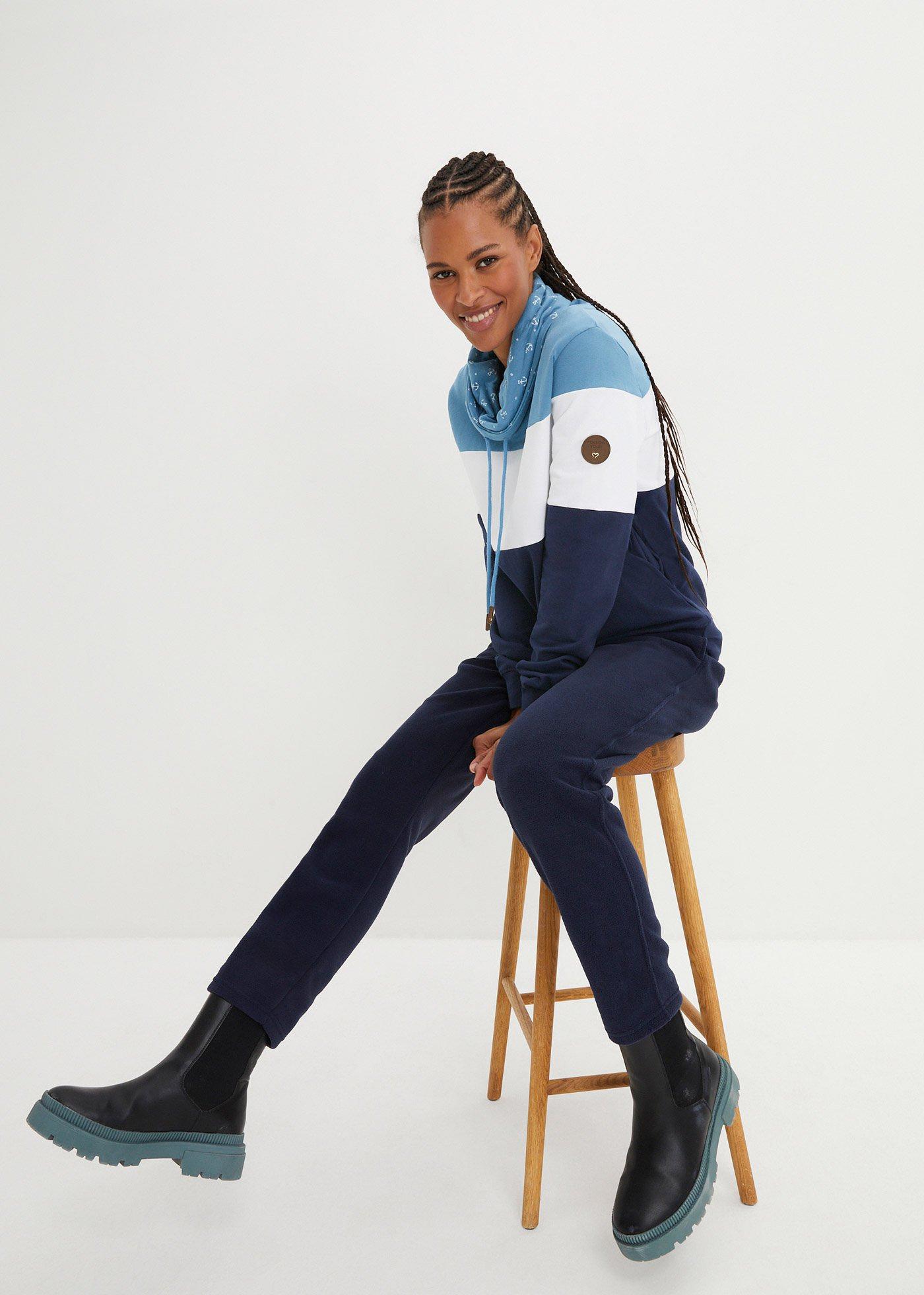 Bluza z drukowanym kołnierzem, z czystej bawełny - Bonprix