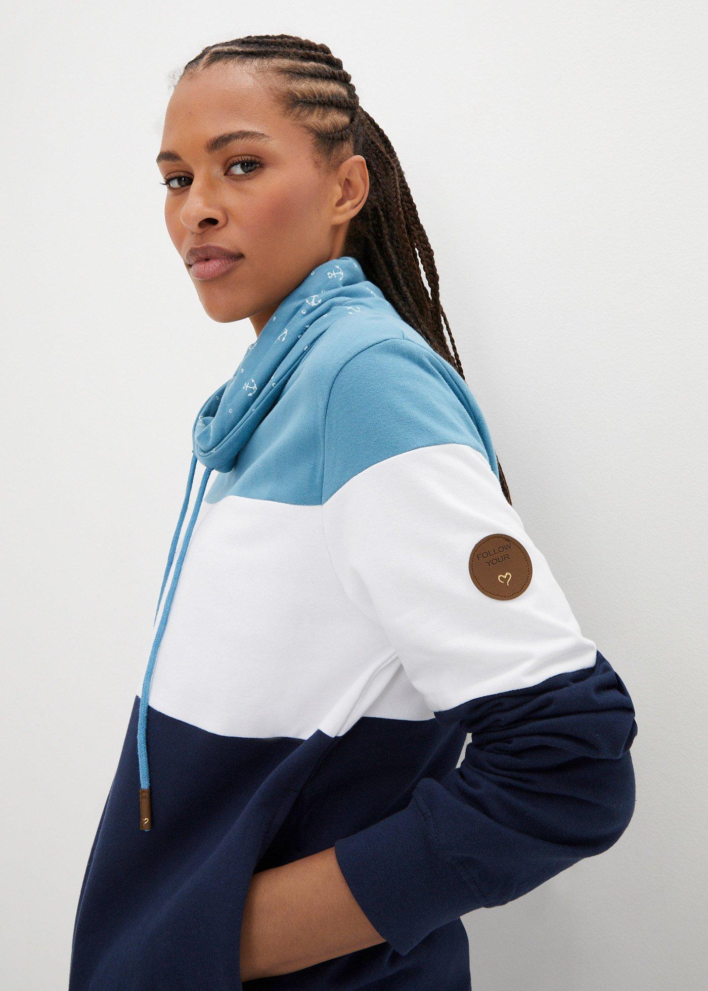 Bluza z drukowanym kołnierzem, z czystej bawełny - Bonprix