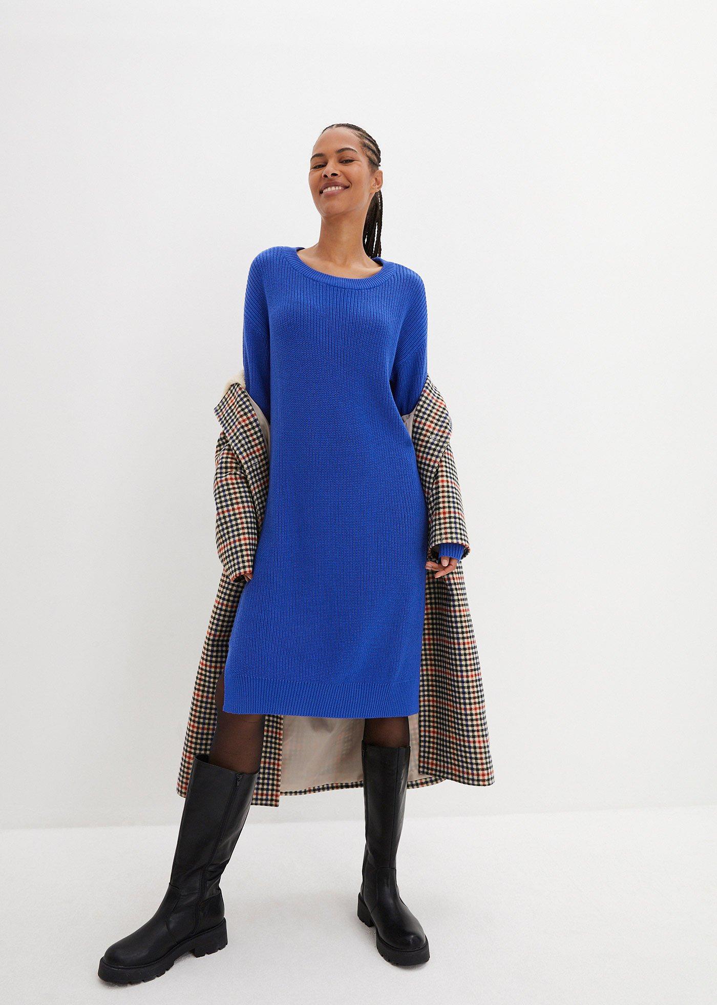 Sukienka dzianinowa oversized w prążek - Bonprix
