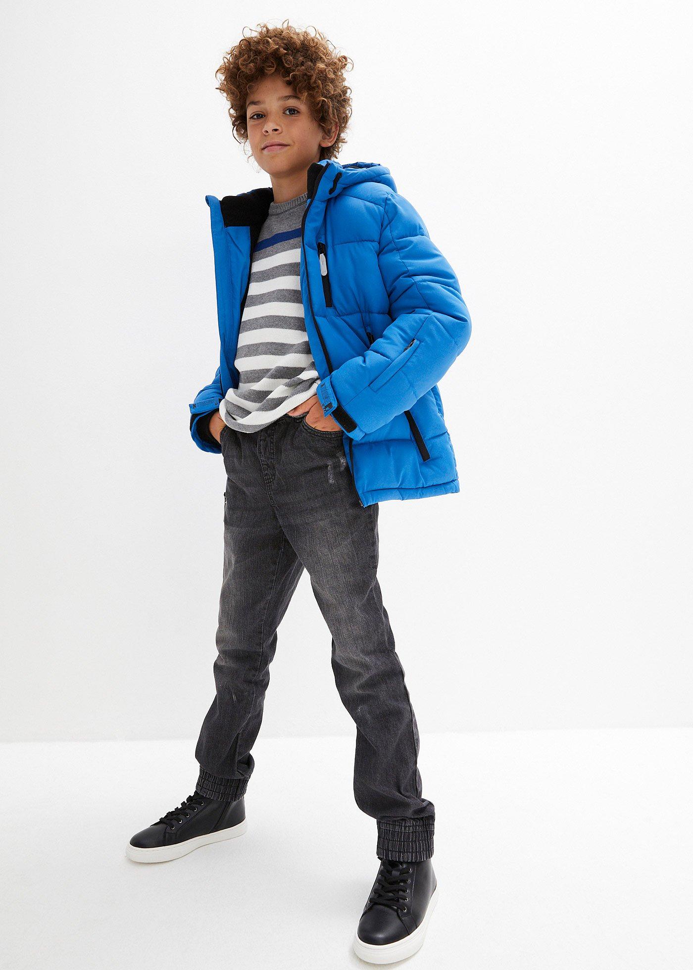 Zimowa kurtka pikowana z kapturem, na ciepłej podszewce - Bonprix