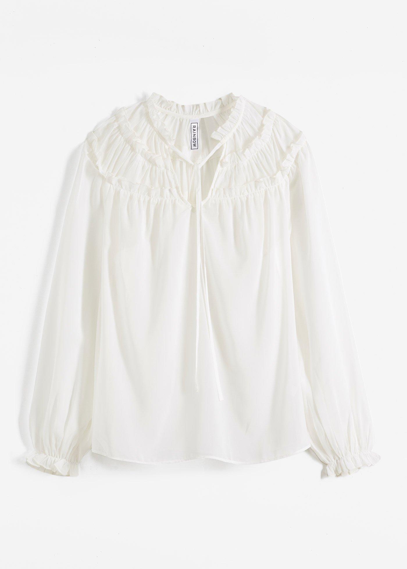 Transparente Bluse mit Rüschen