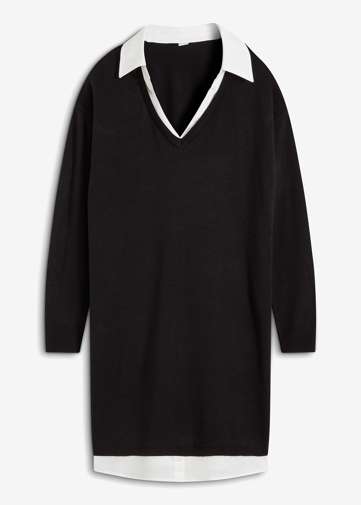 Robe en maille à empiècement chemisier
