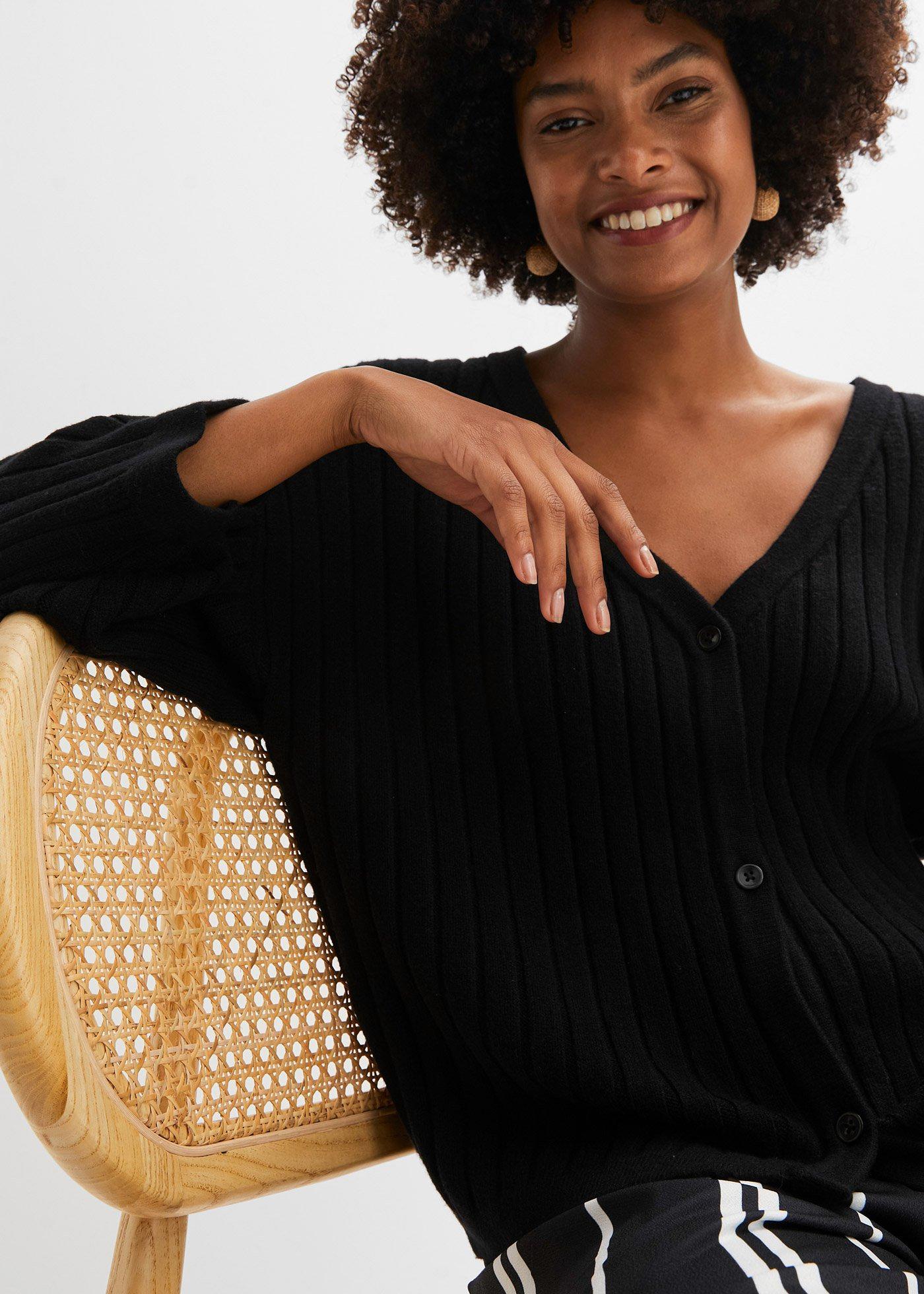 Sweter rozpinany boxy - Bonprix