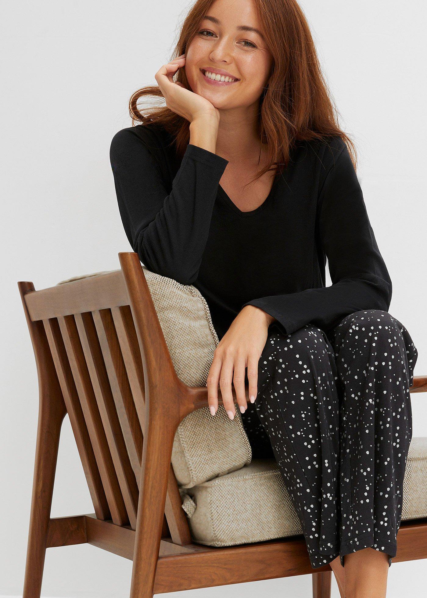 Piżama z połyskującym nadrukiem - Bonprix