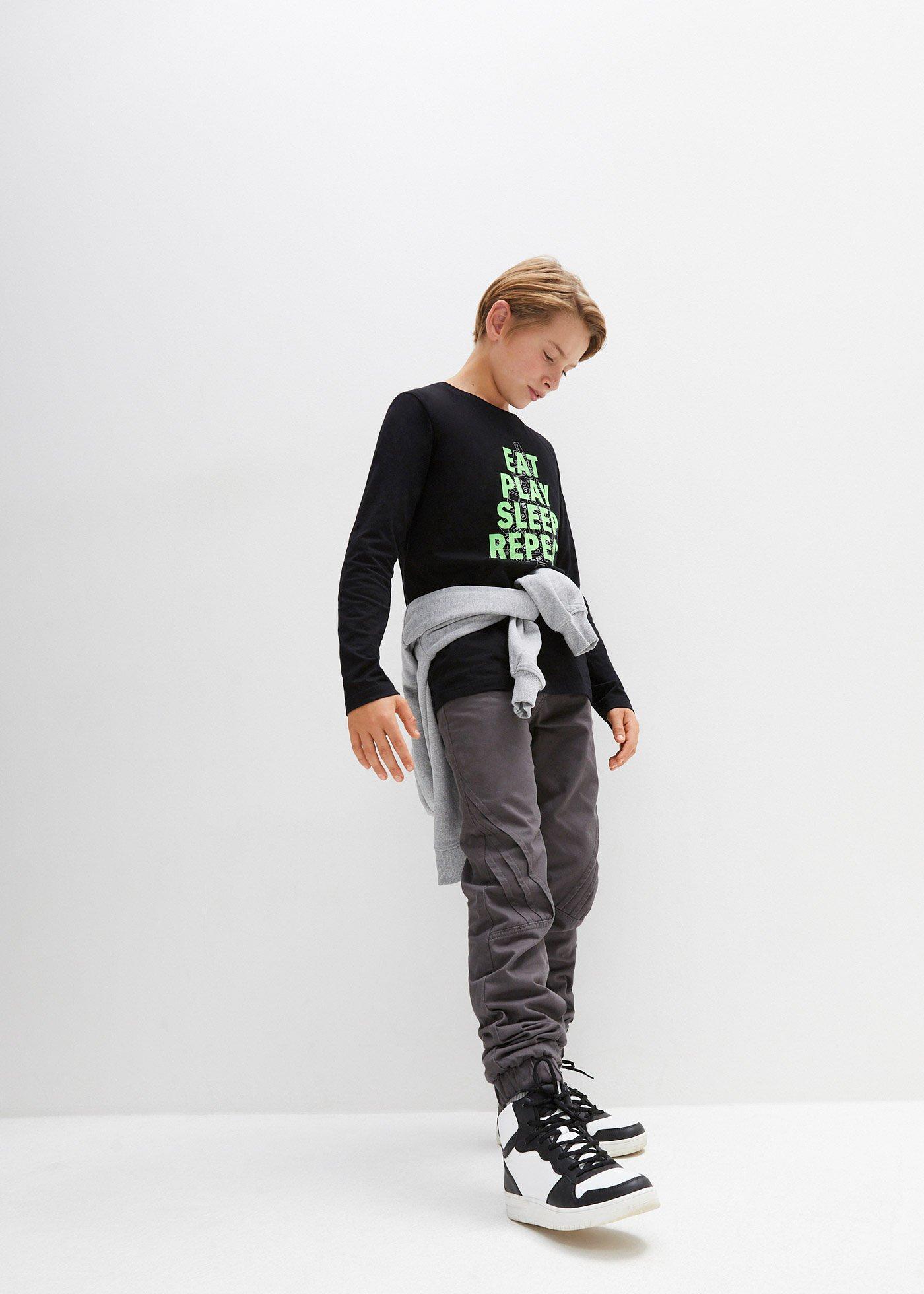 Spodnie ocieplane chłopięce z gumką w talii, regular fit - Bonprix