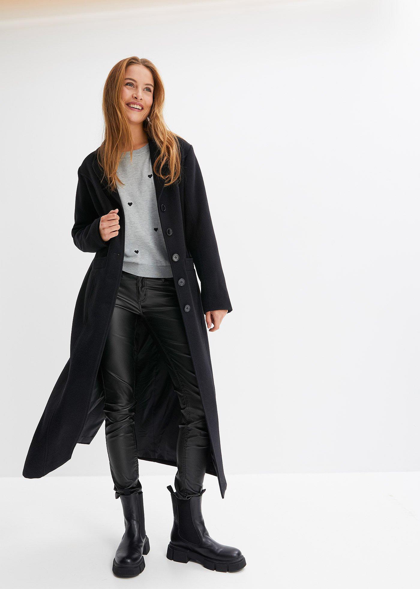 Sweter z haftem w serduszka z mieszanki wiskozy - Bonprix